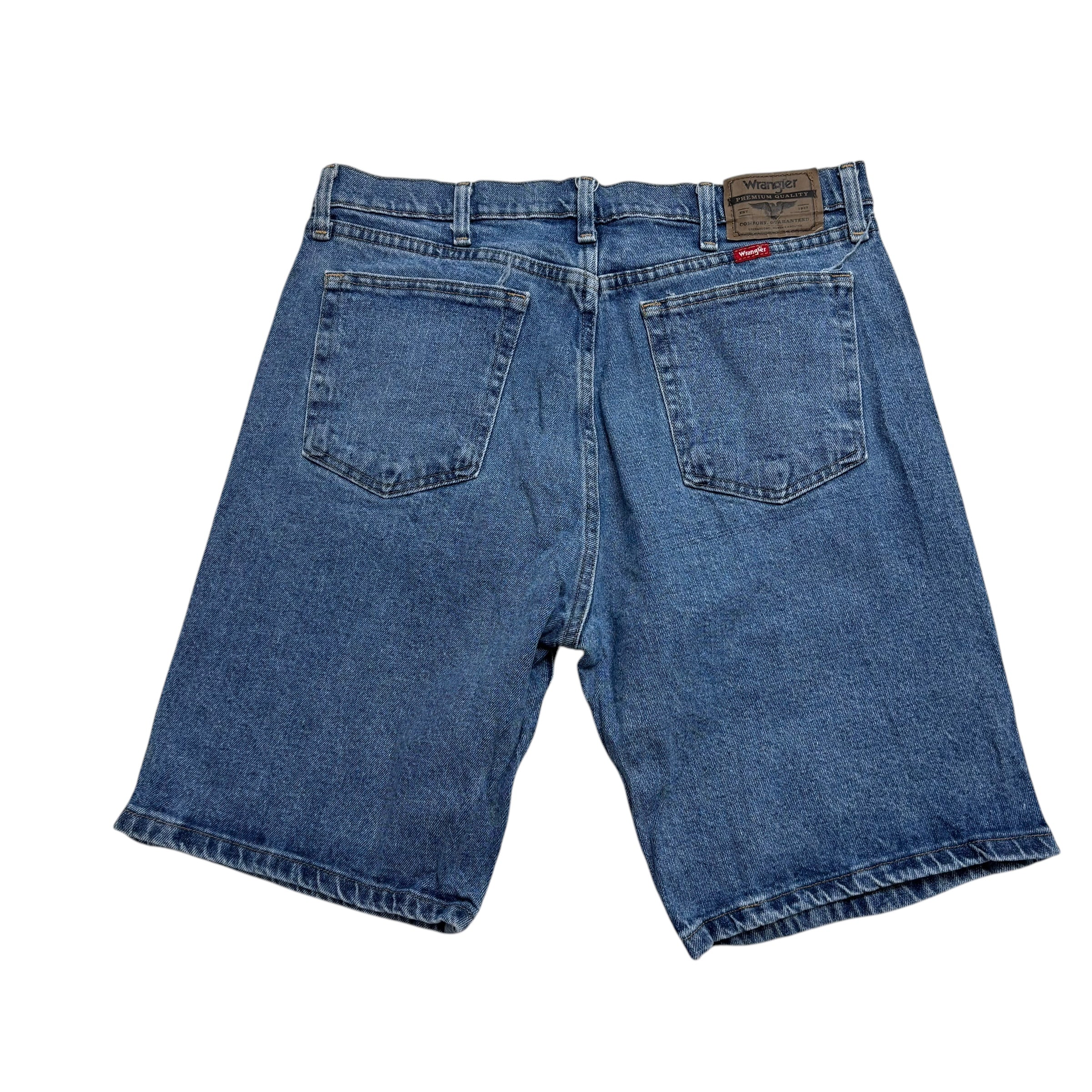 Wrangler Jorts W34 Mens Denim Shorts Mid Blue Regular Fit Stretch (E)