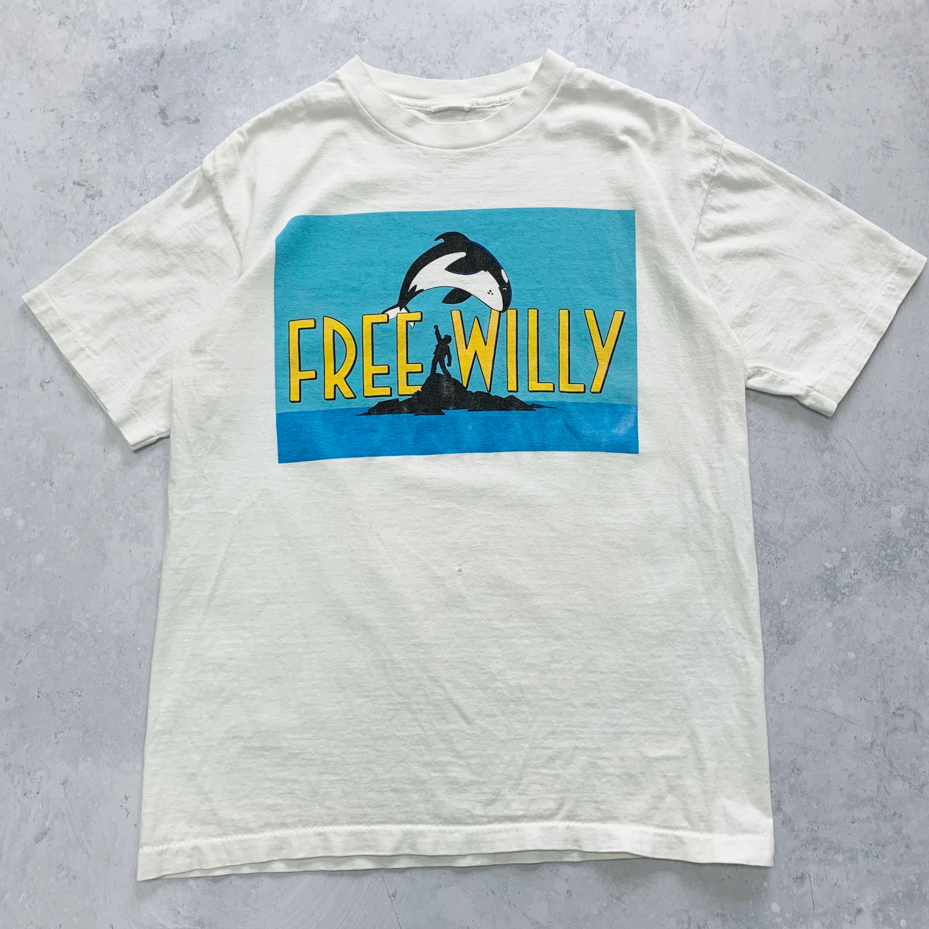 Vintage T Shirt Mens Medium White Single Stitch Graphic Free Willy Film Movie