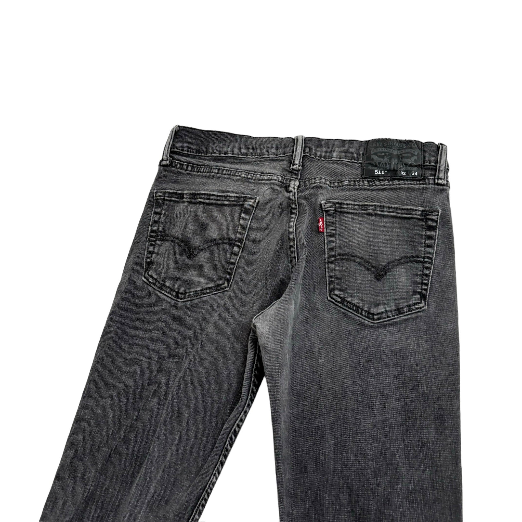 Levis 511 Jeans W30 L34 Mens Grey Slim Fit Stretch Denim