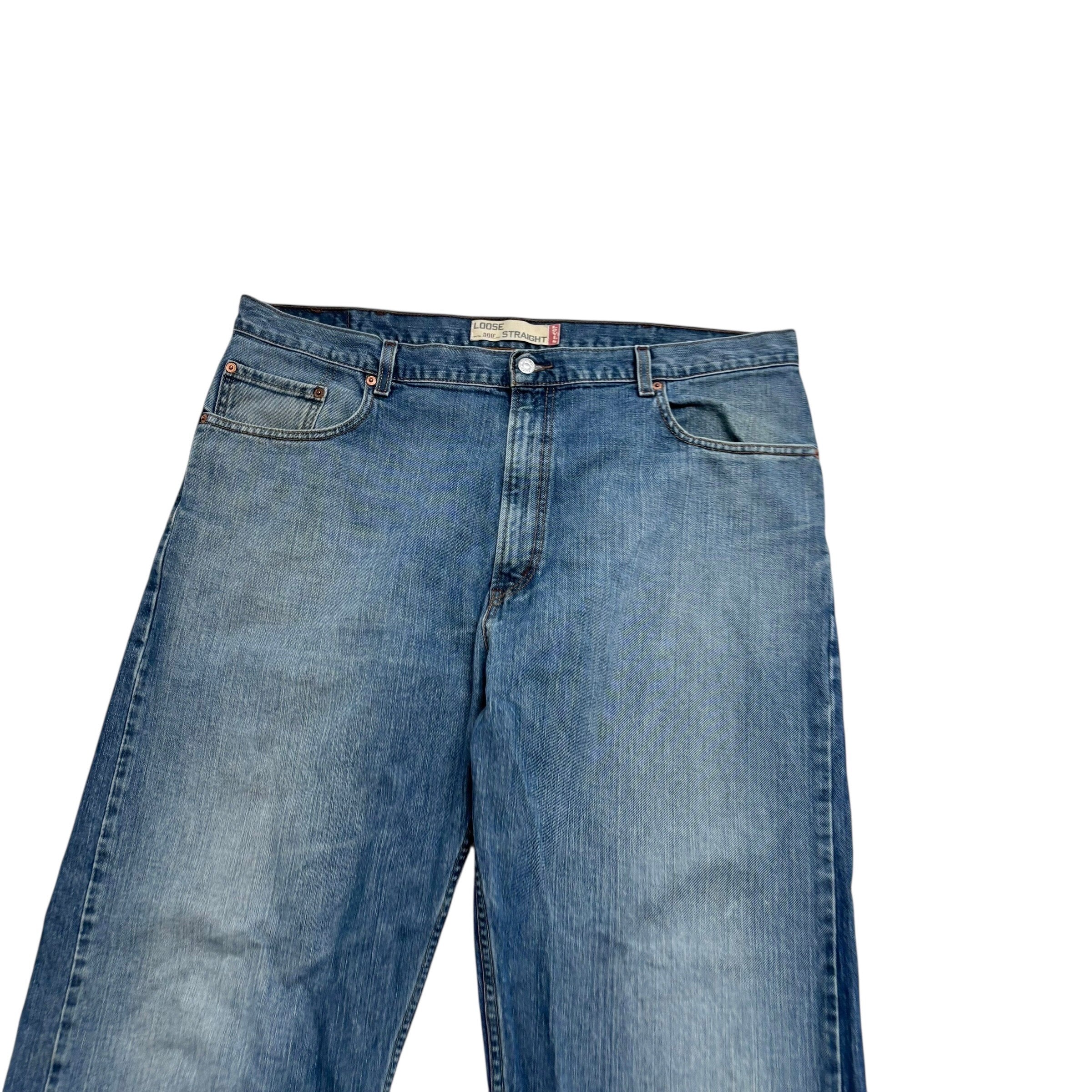 Levis 569 Jeans W42 L32 Mens Mid Blue Baggy Relaxed Straight Vintage Denim (F)