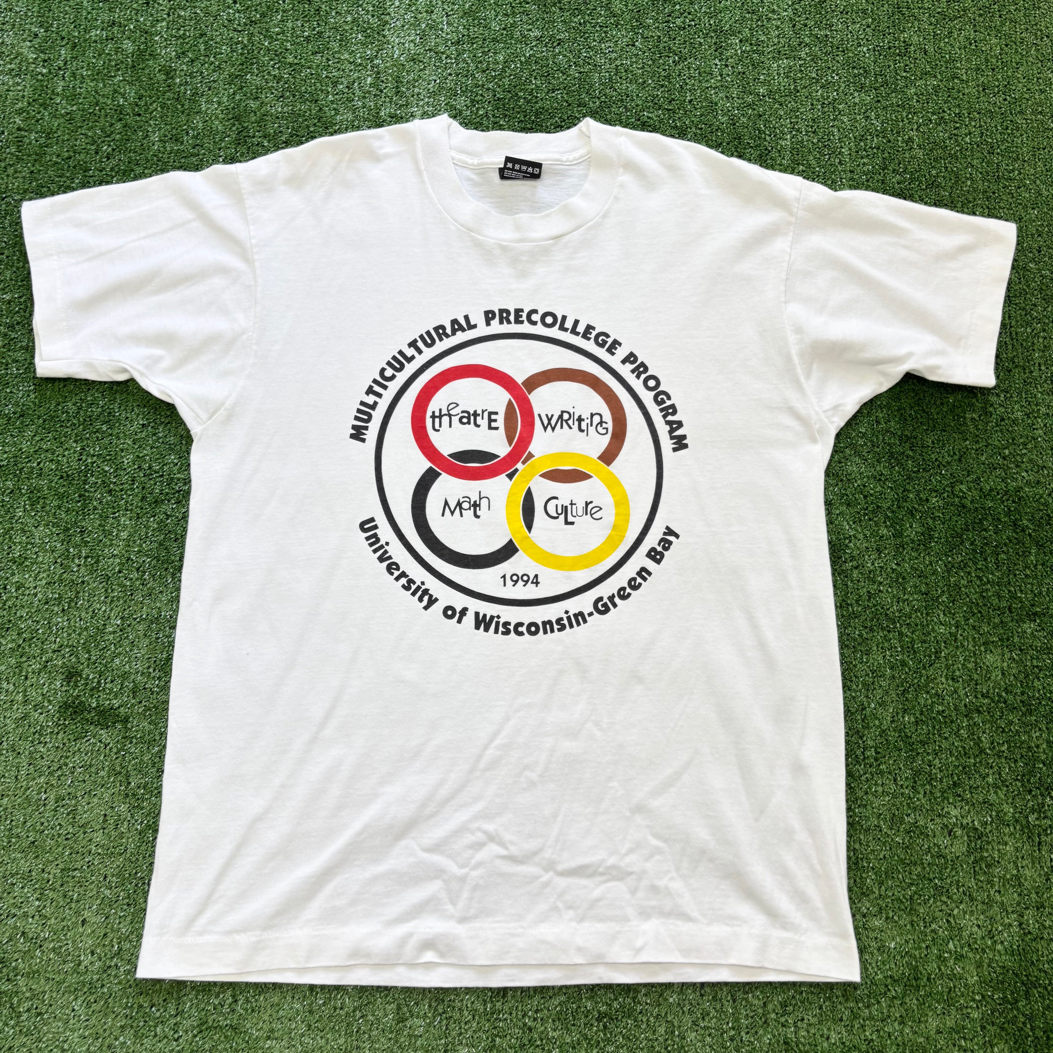 Vintage T Shirt Mens Large White Single Stitch Graphic Print 90s USA (E)