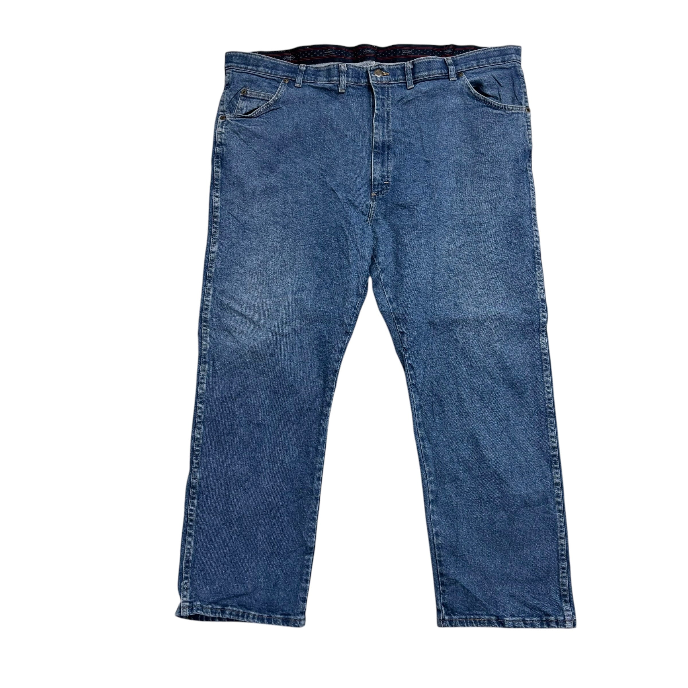 Wrangler Jeans W46 L29 Mens Mid Blue Regular Straight Fit Stretch Denim (E)