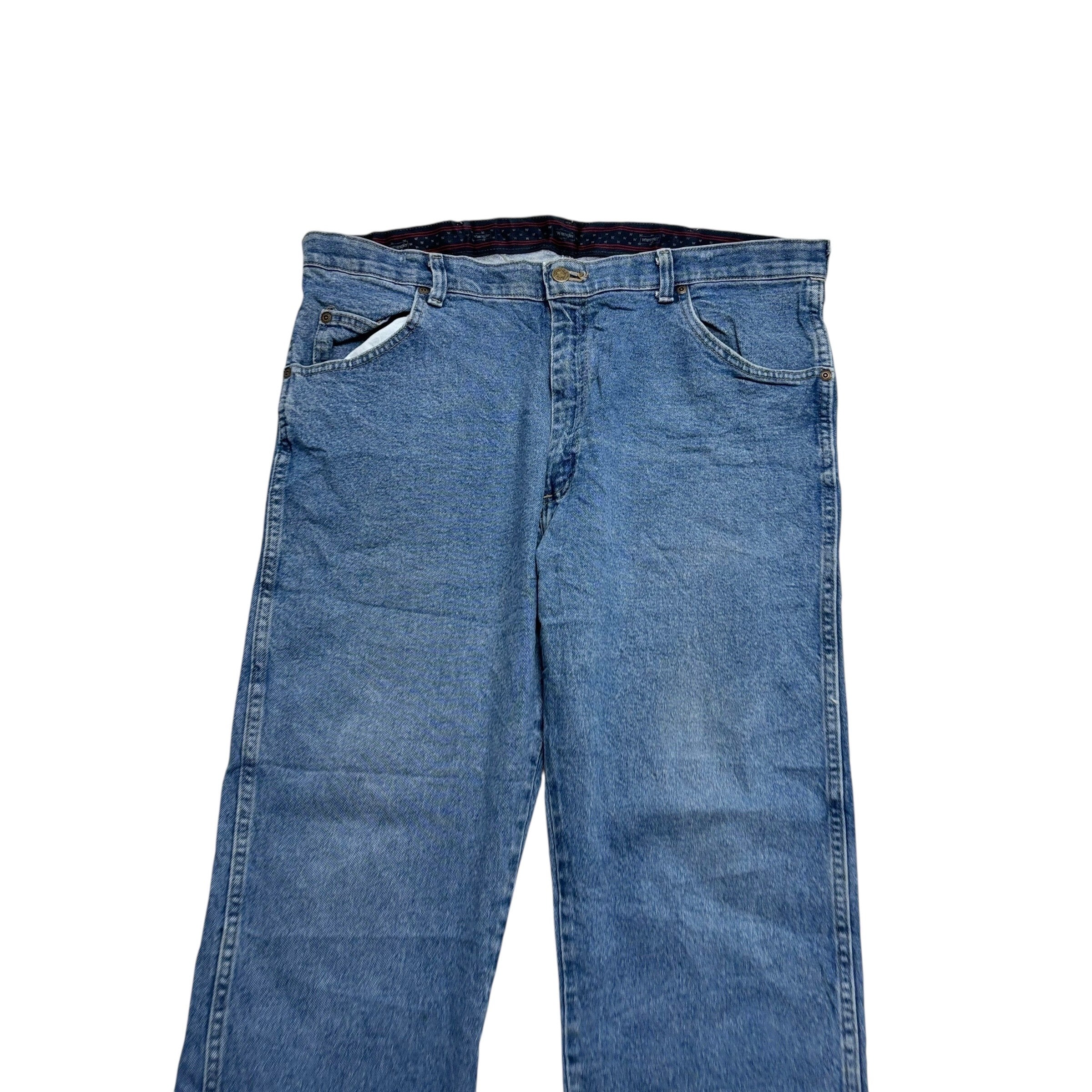 Wrangler Jeans W38 L26 Mens Mid Blue Regular Straight Fit Stretch Denim