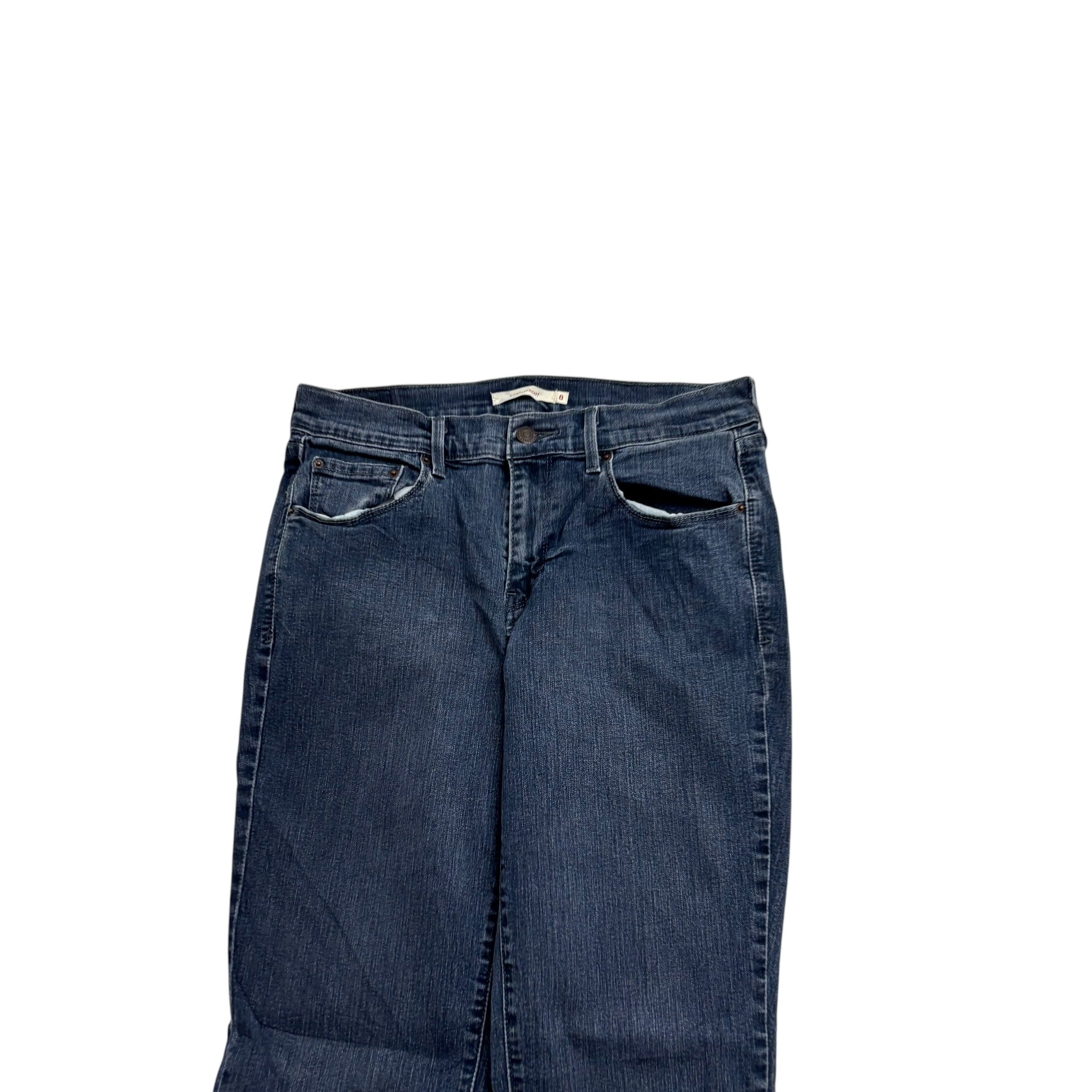 Levis 505 Jeans W29 L31 Womens Navy Blue Regular Straight Fit Stretch Denim (E)