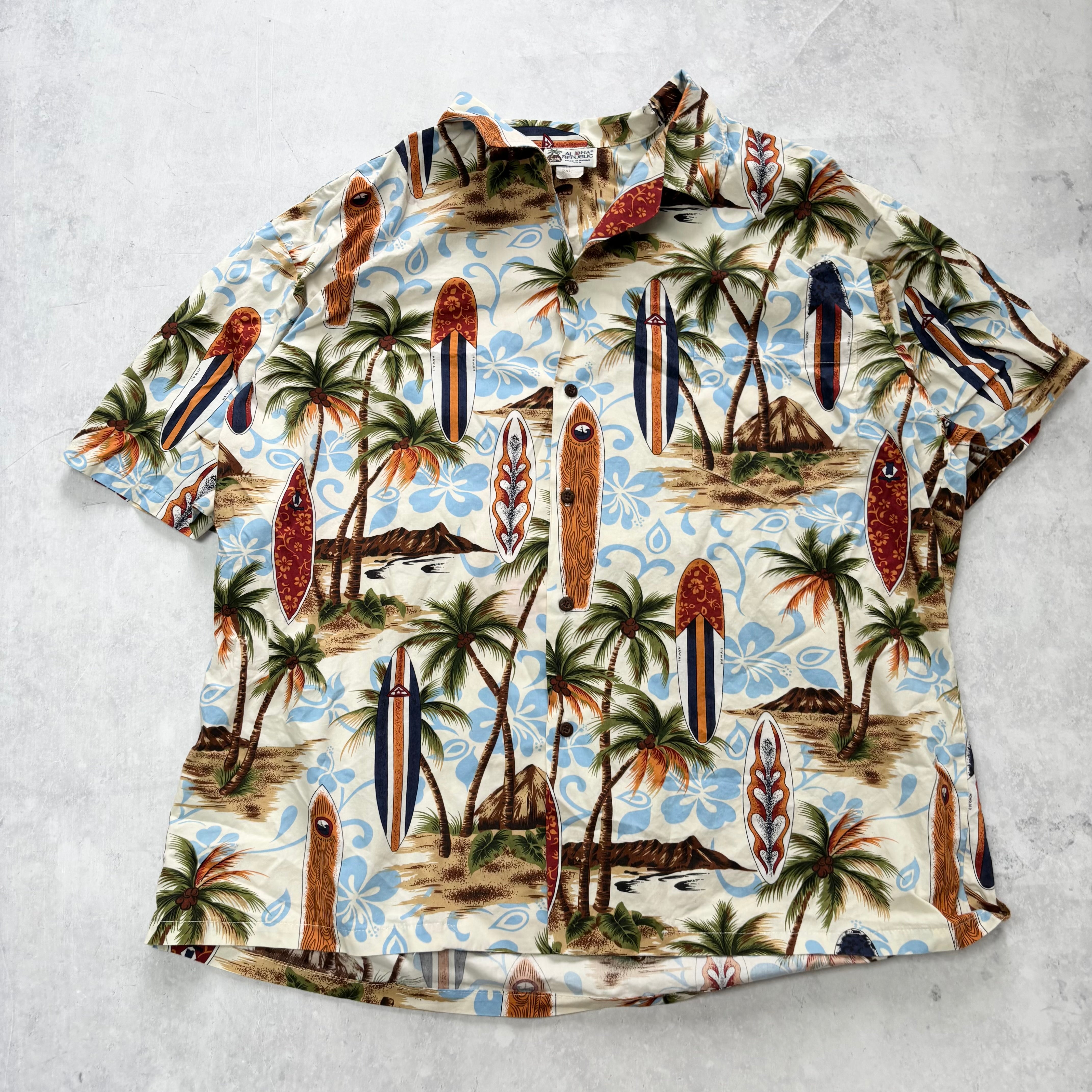 Vintage Hawaiian Shirt Mens XXL Surf Floral Aloha Short Sleeve Cotton