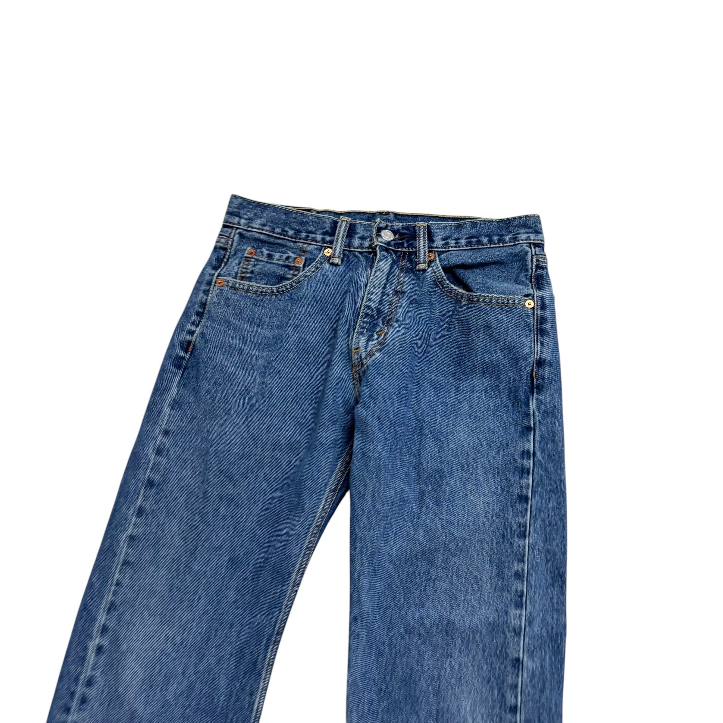 Levis 505 Jeans W30 L32 Mens Mid Blue Regular Straight Fit Denim (E)