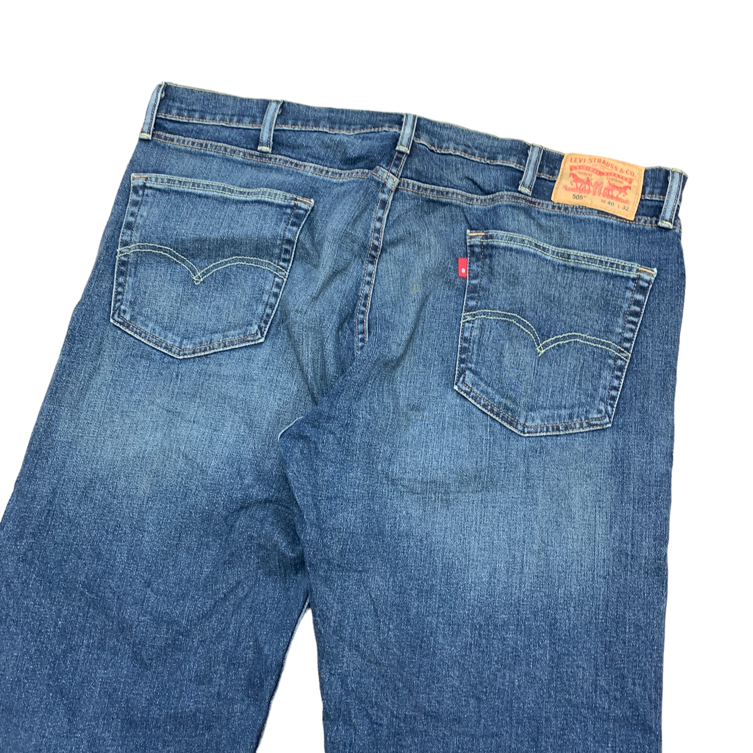 Levis 505 Jeans W42 L32 Mens Blue Regular Straight Fit Stretch Denim