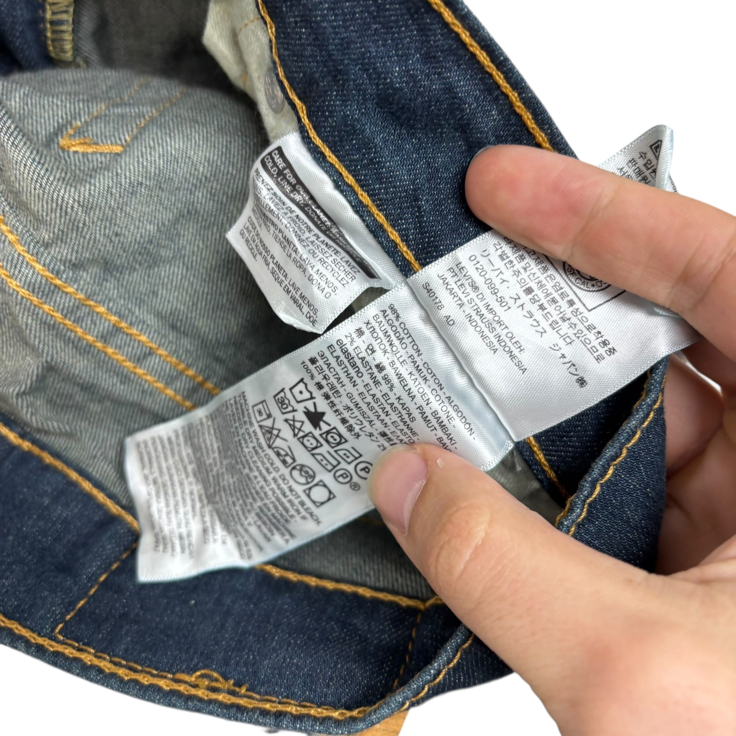 Levis 527 Jeans W33 L32 Mens Dark Blue Slim Bootcut Fit Stretch Denim (E)