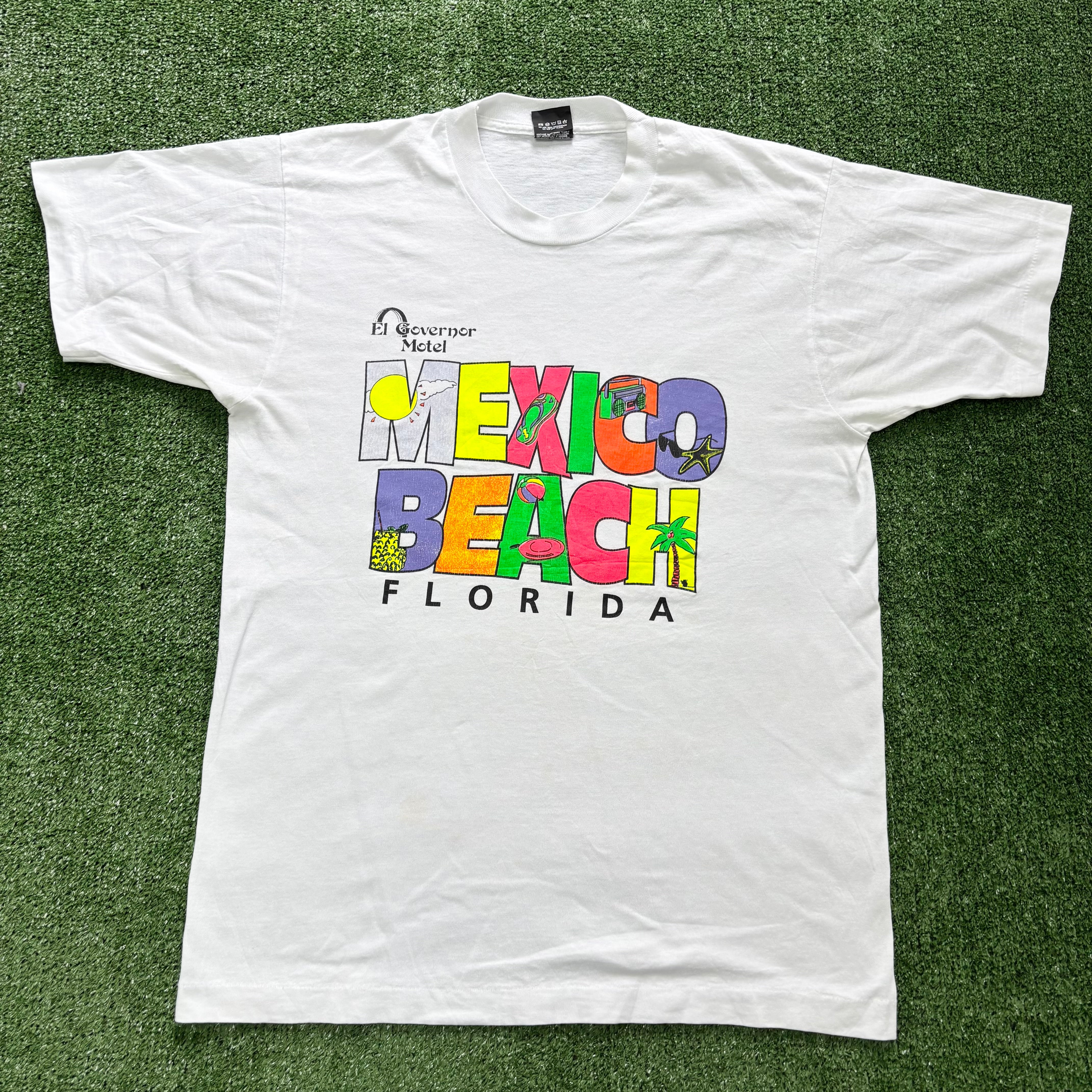 Vintage T Shirt Mens Large White Single Stitch Graphic Print 90s