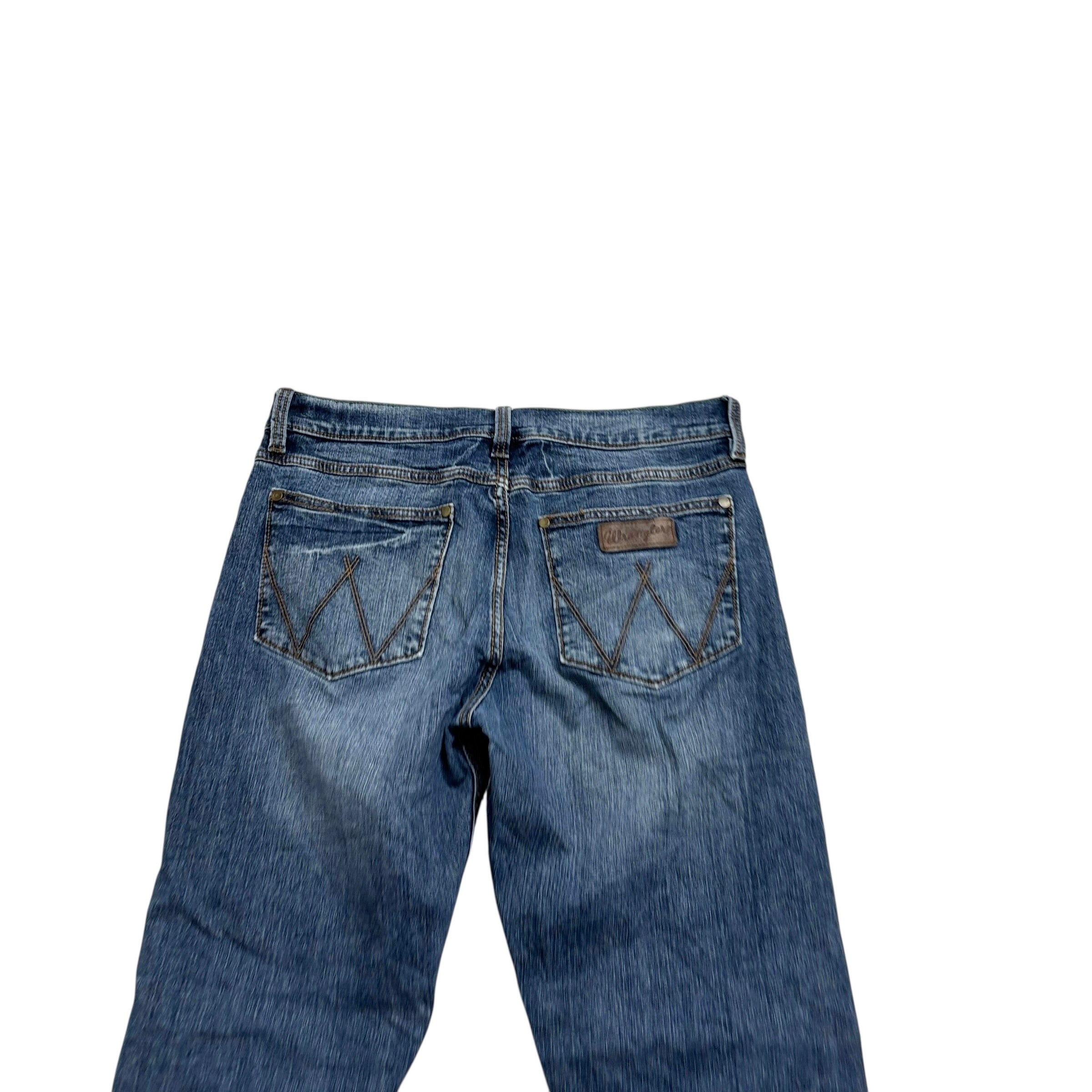 Wrangler Jeans W32 L33 Mens Mid Blue Slim Straight Fit Stretch Denim