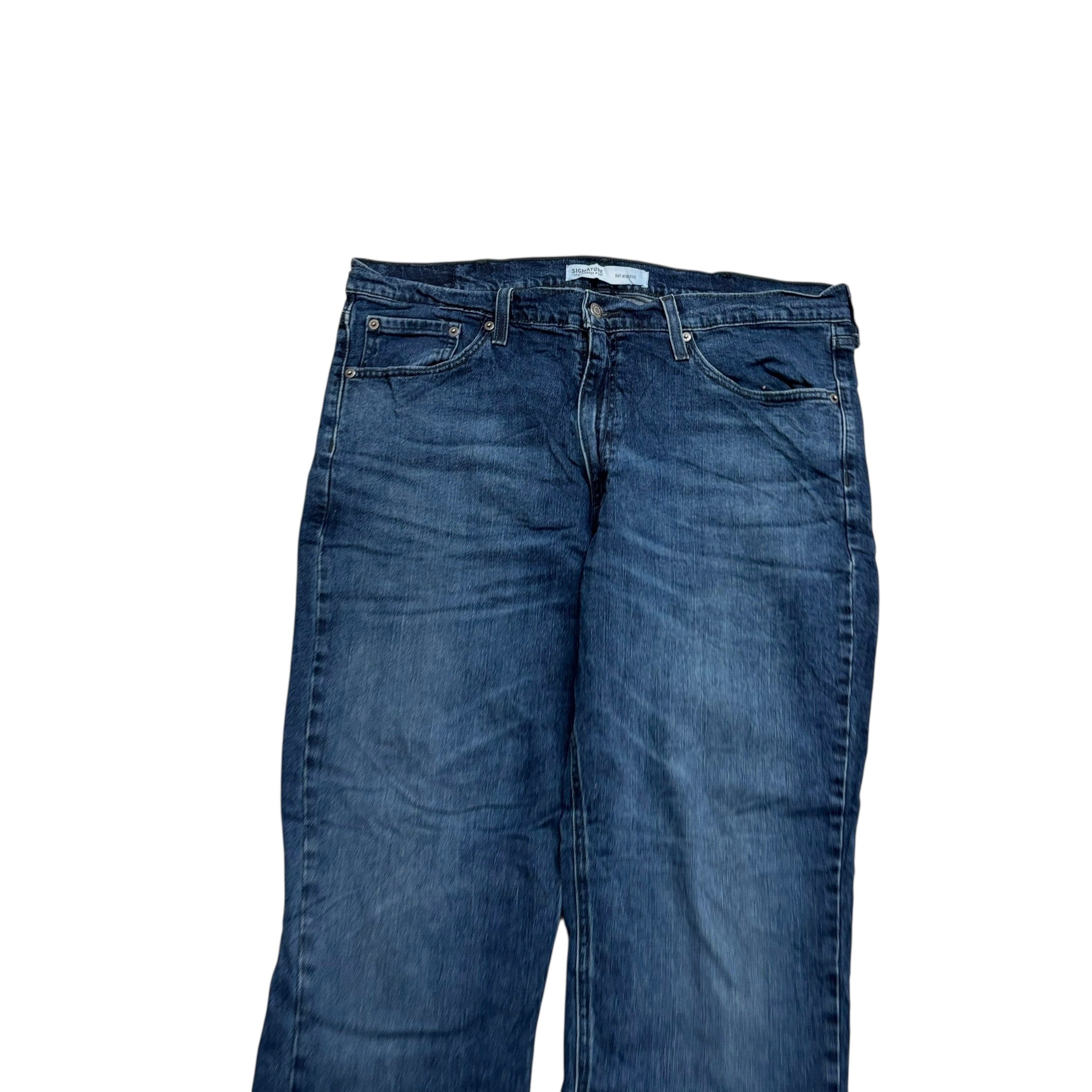 Levis Signature Jeans W38 L32 Mens Navy Blue Athletic Fit Stretch (E)