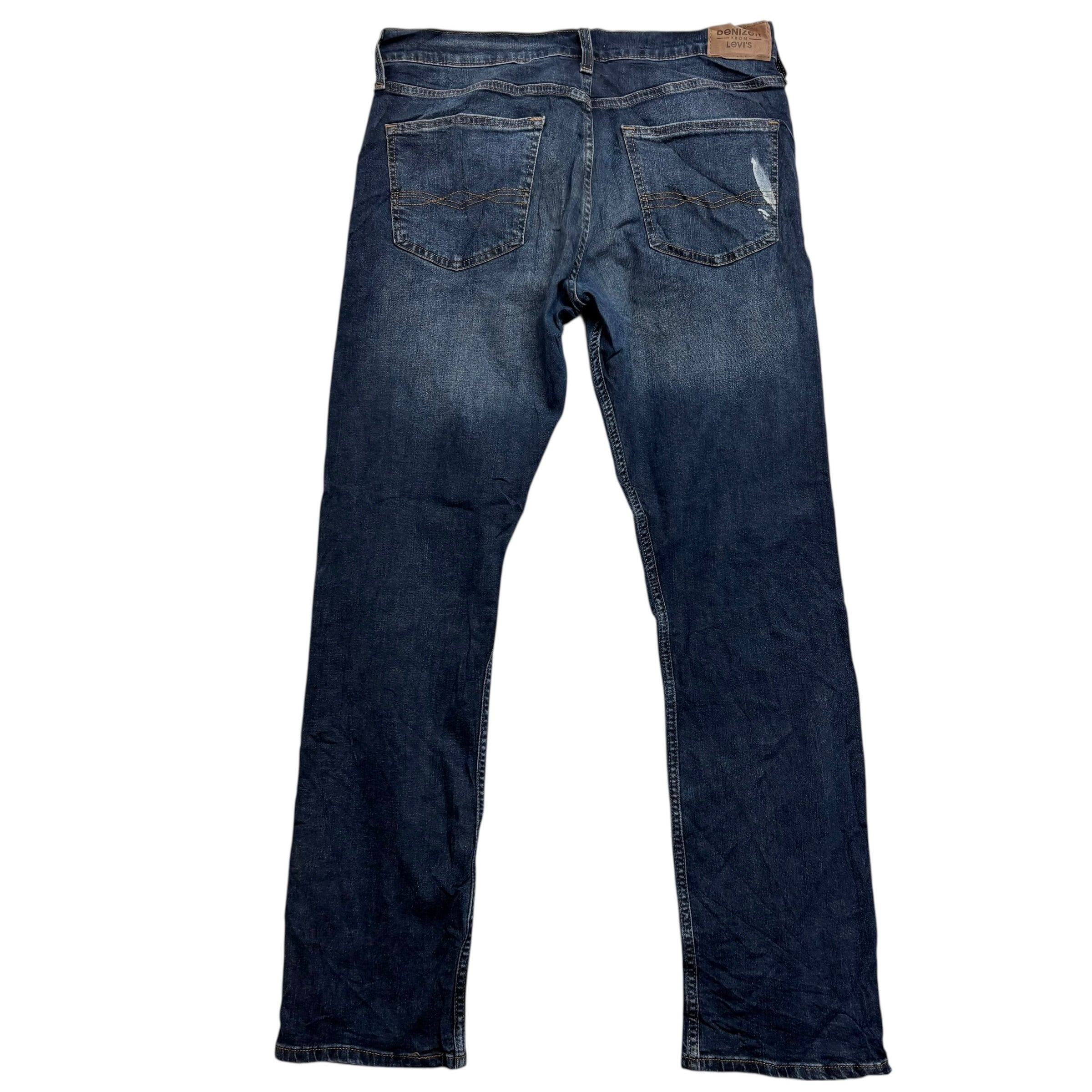 Levis Denizen Jeans W34 L32 Mens Dark Blue Slim Straight Fit Stretch Denim