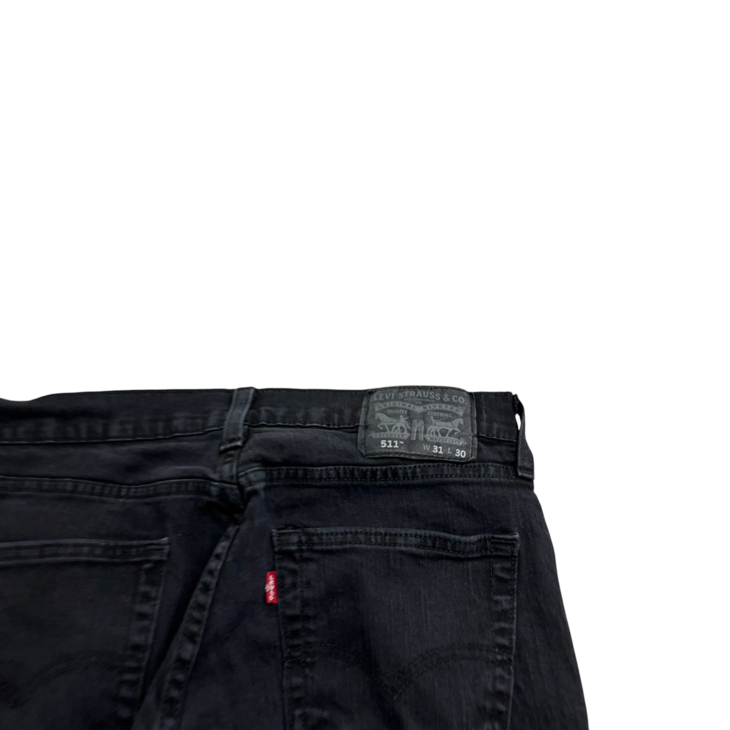 Levis 511 Jeans W31 L30 Mens Black Slim Fit Stretch Denim (E)