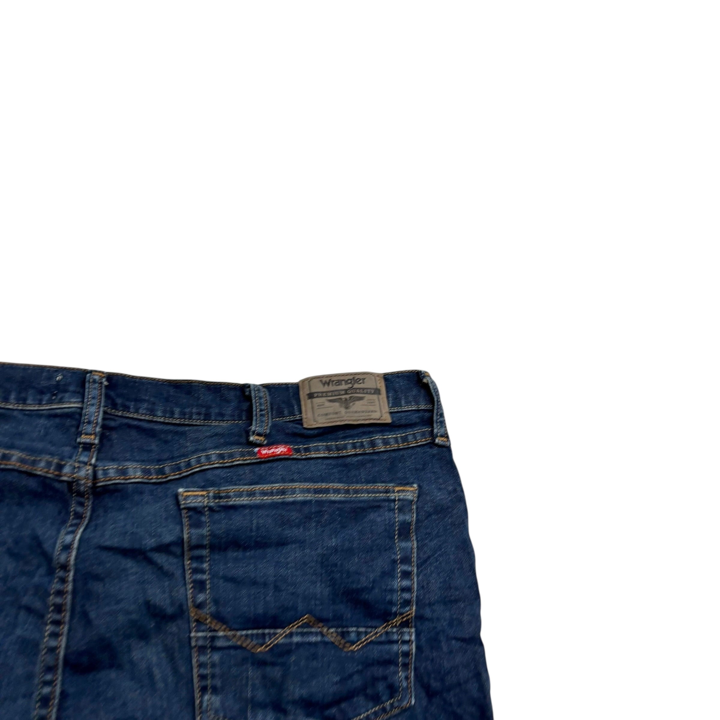 Wrangler Jeans W42 L30 Mens Dark Blue Relaxed Bootcut Fit Stretch Denim (E)