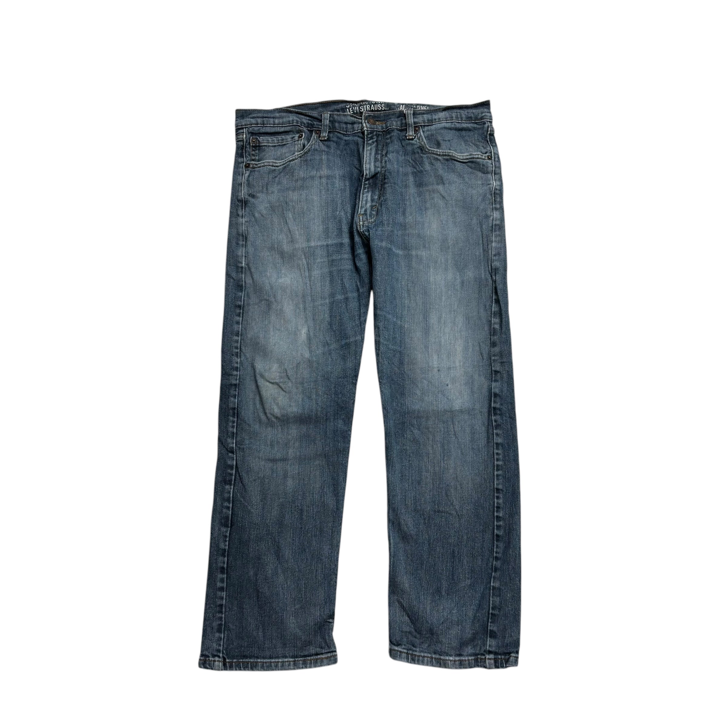Levis Signature Jeans W36 L28 Mens Mid Blue Regular Straight Fit Stretch Denim