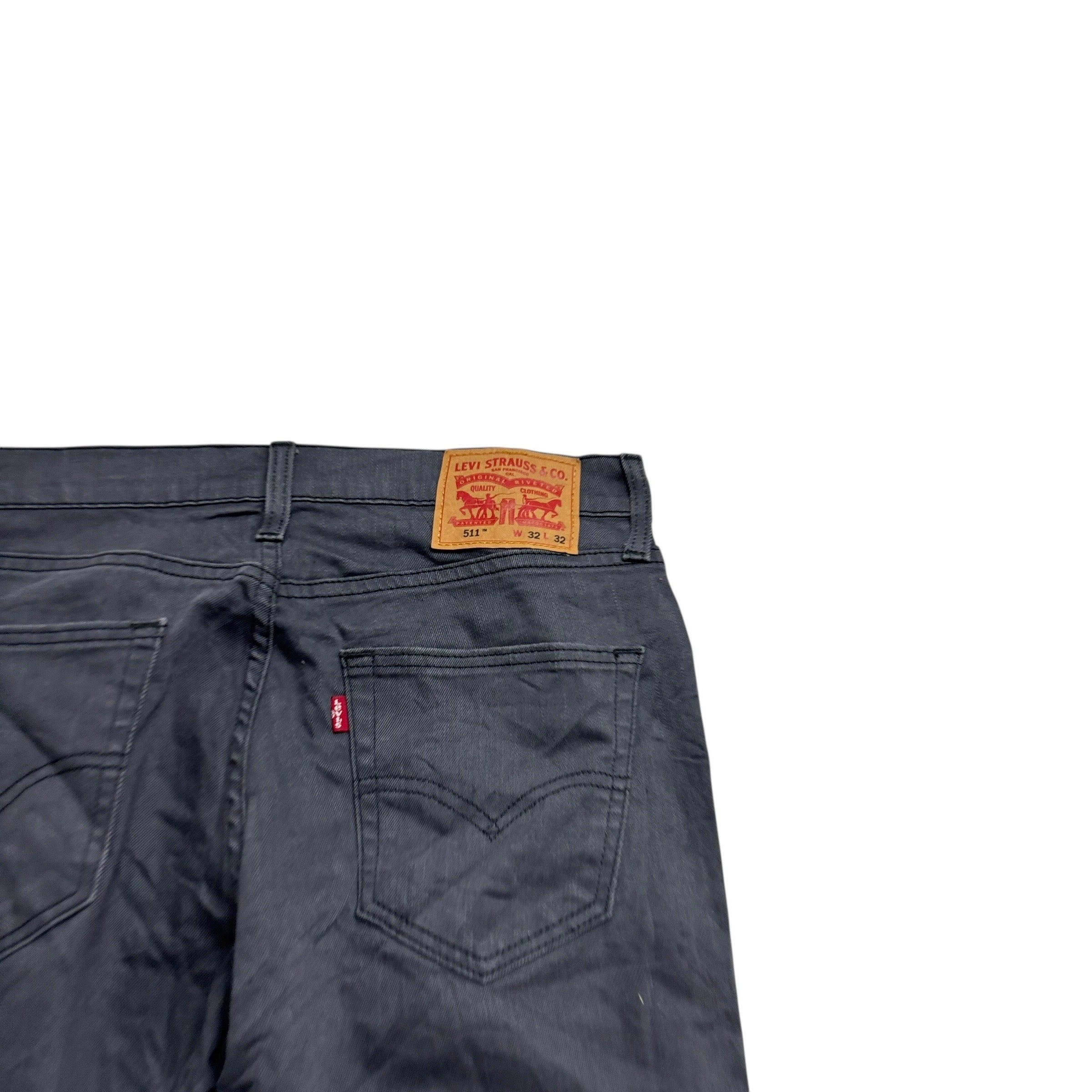 Levis 511 Jeans W32 L32 Mens Grey Slim Fit Stretch Denim (E)