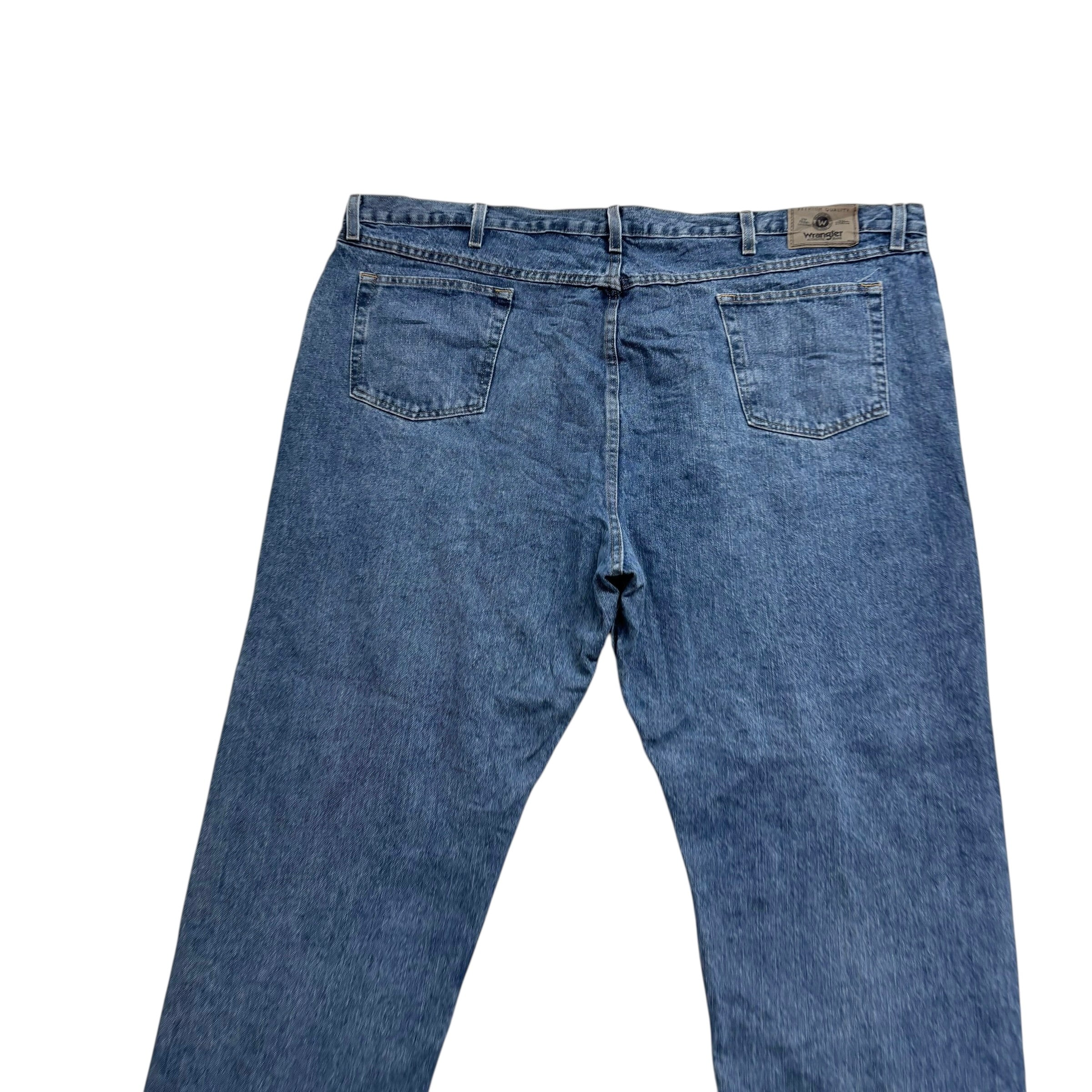 Wrangler Jeans W48 L30 Mens Mid Blue Relaxed Straight Fit Denim (E)