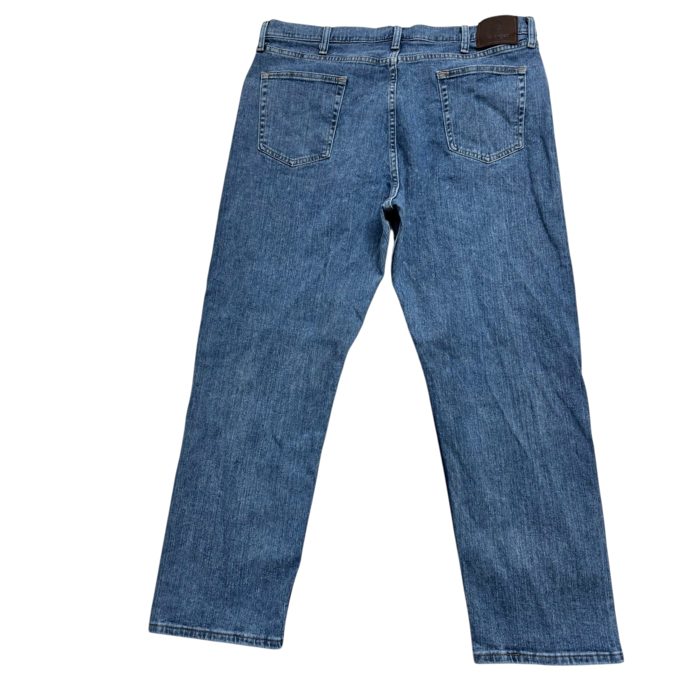 Wrangler Jeans W40 L30 Mens Mid Blue Relaxed Straight Fit Stretch Denim (E)