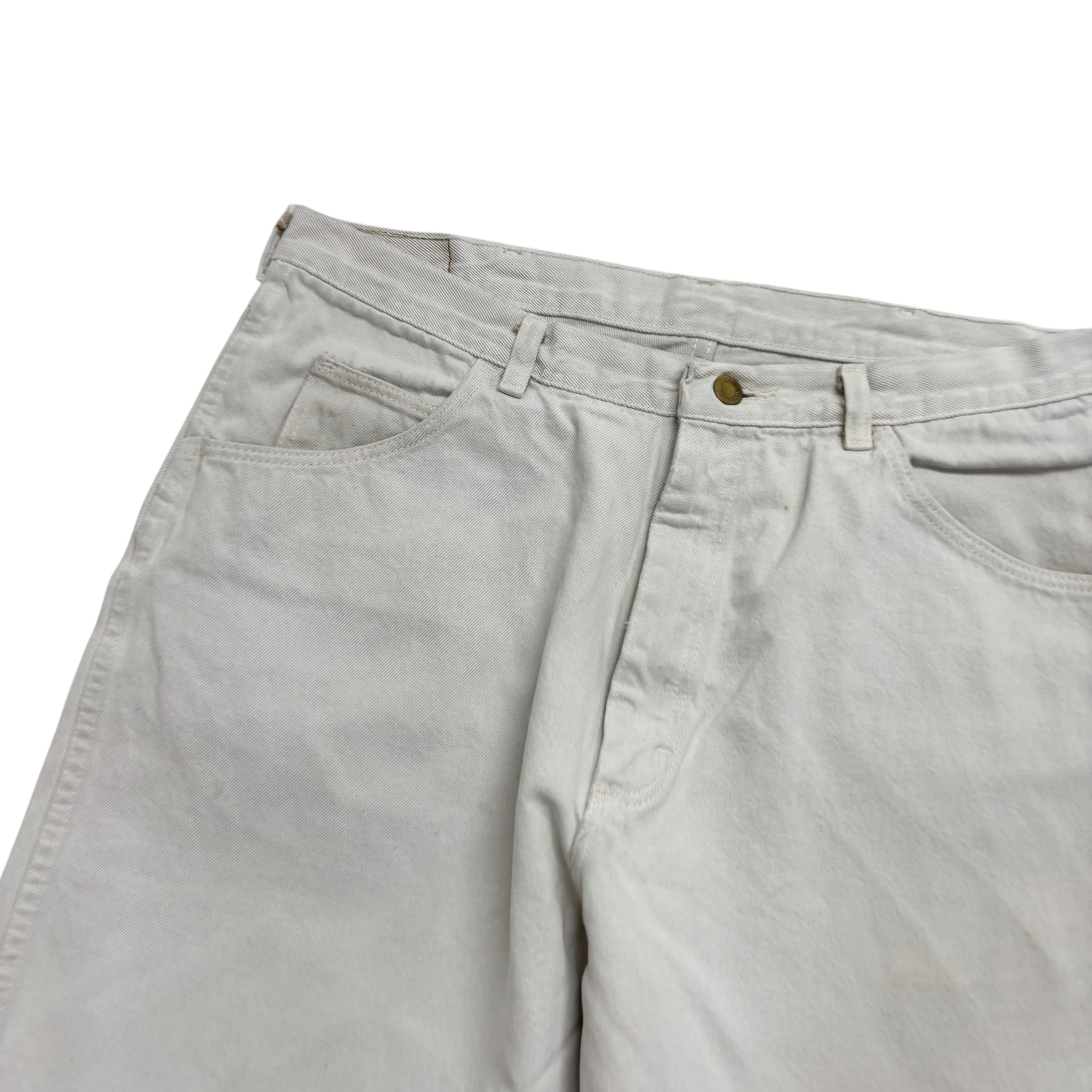 Vintage Wrangler Baggy Jorts W34 Mens Denim Shorts Cream Stone Relaxed Fit