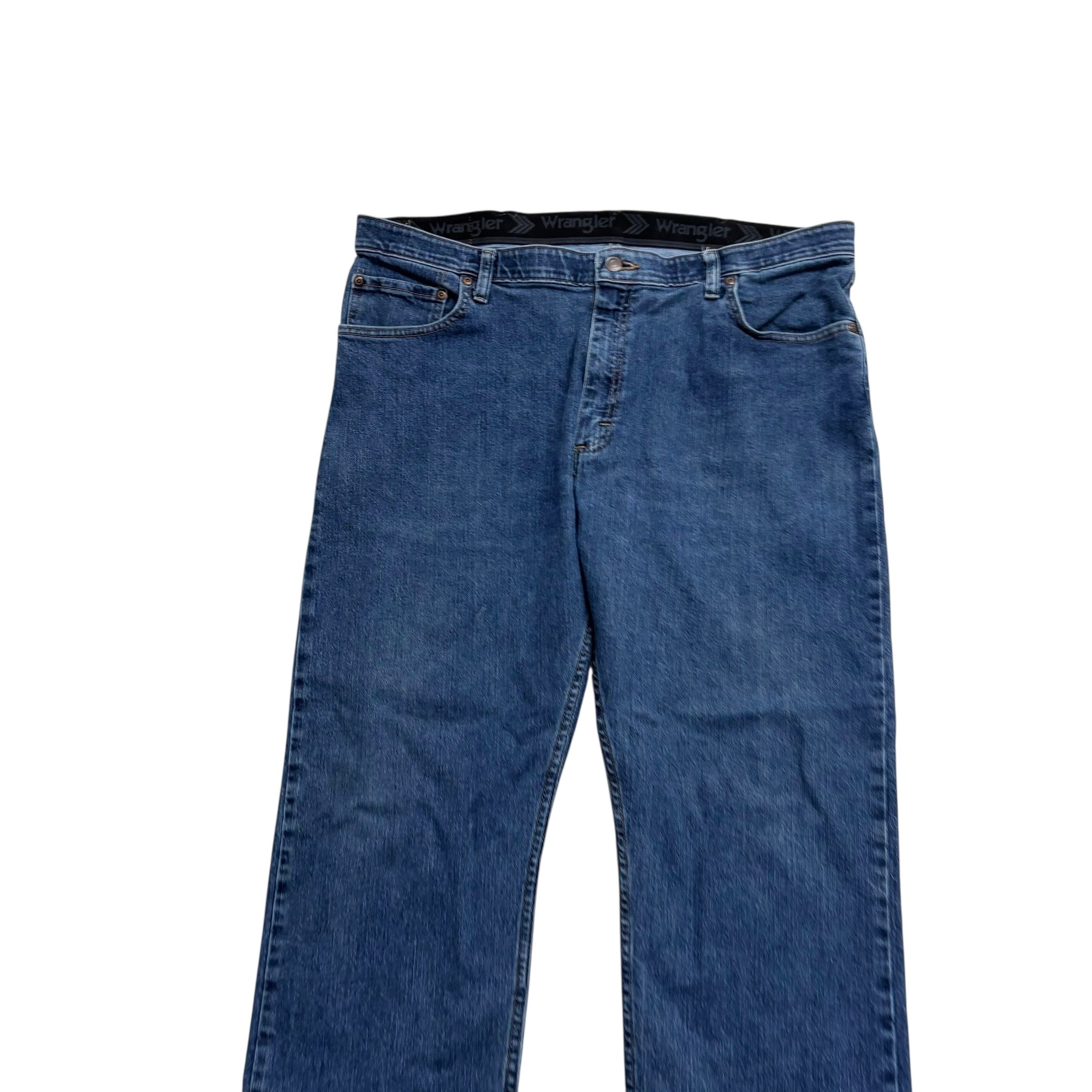 Wrangler Jeans W40 L26 Mens Mid Blue Regular Straight Fit Stretch Denim