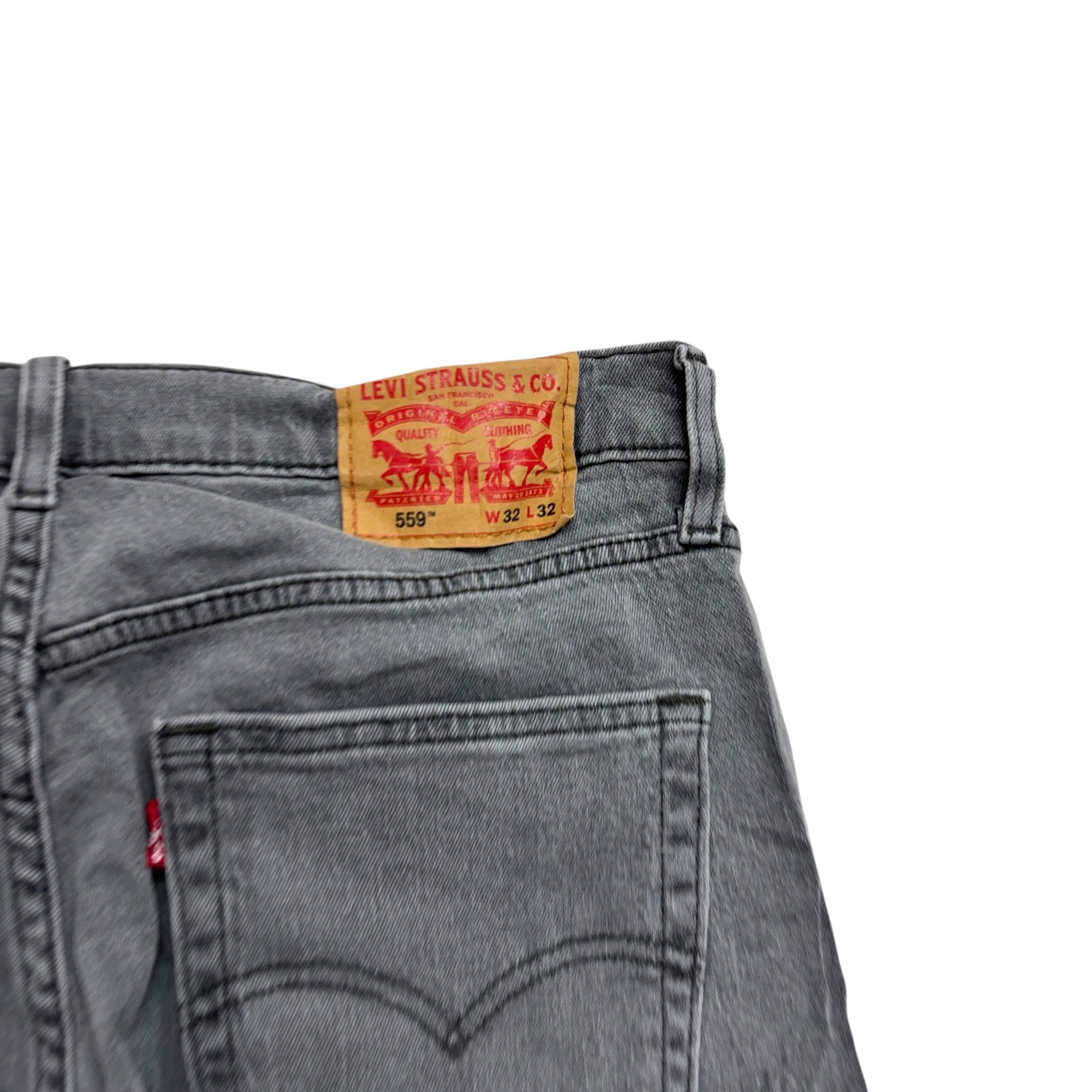 Levis 559 Jeans W32 L32 Mens Grey Baggy Relaxed Straight Fit Stretch Denim (E)