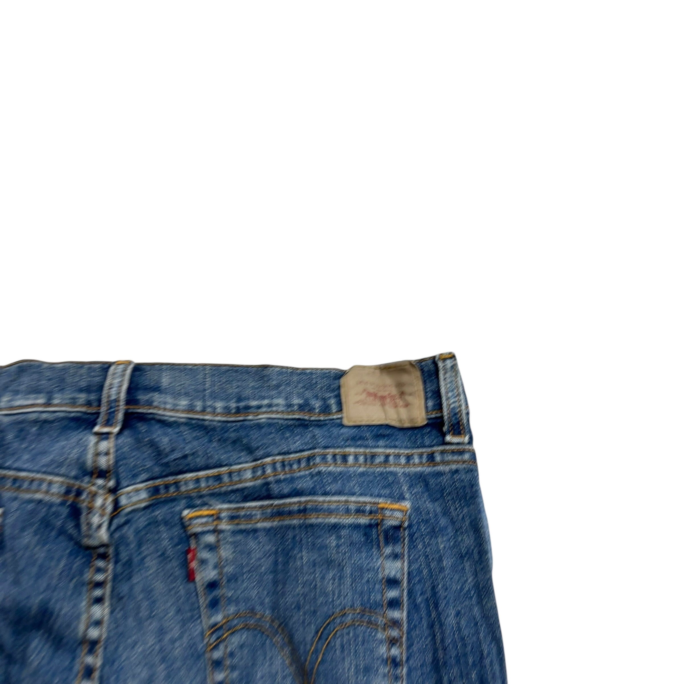 Levis 505 Jeans W33 L32 Womens Regular Straight Fit Mid Blue Stretch Denim (E)