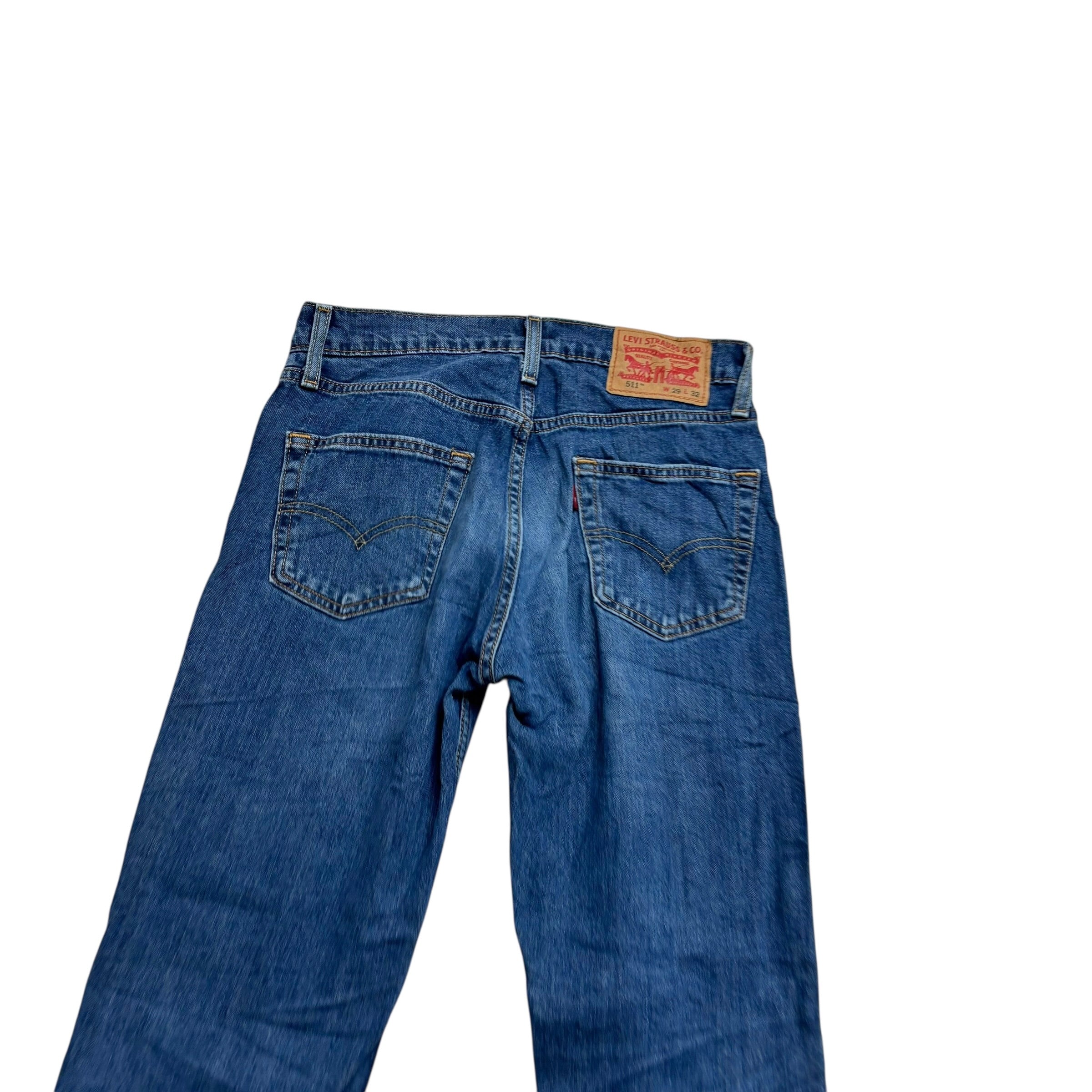 Levis 511 Jeans W29 L32 Mens Mid Blue Slim Fit Stretch Denim (E)