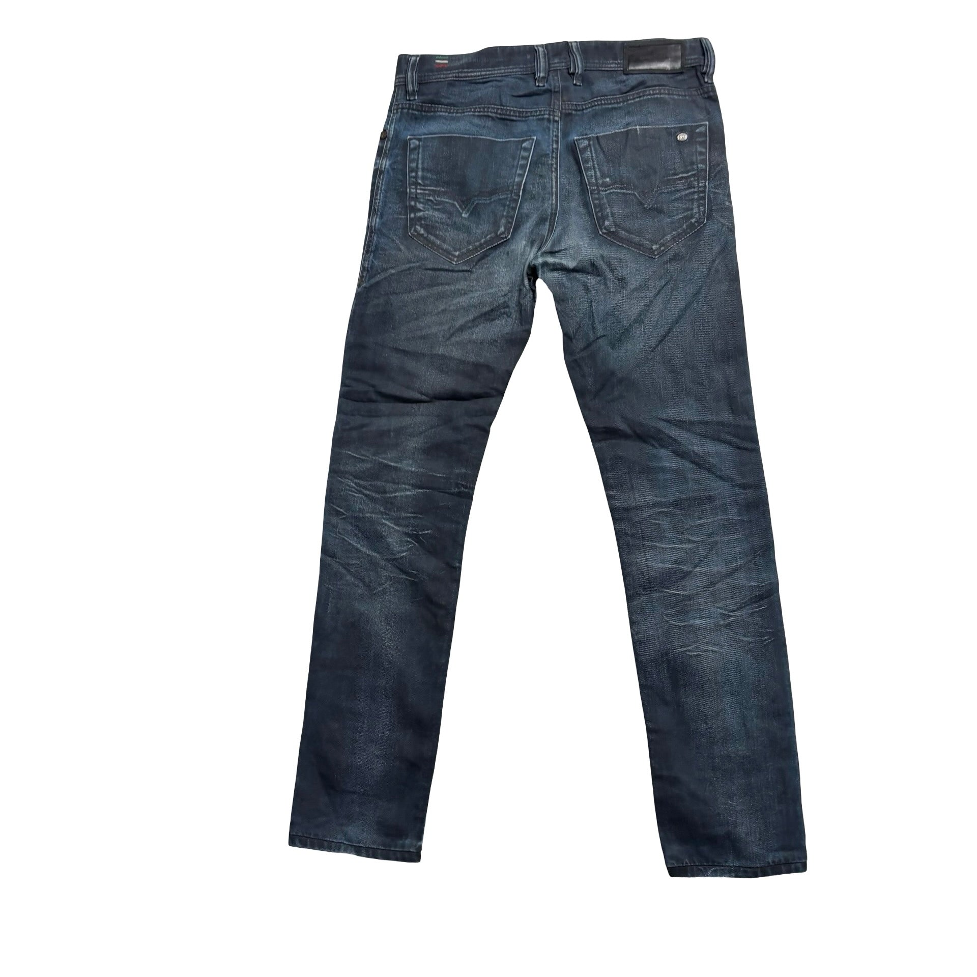 Diesel Tepphar Jeans W28 L32 Mens Navy Blue Slim Carrot Fit Stretch Waxed