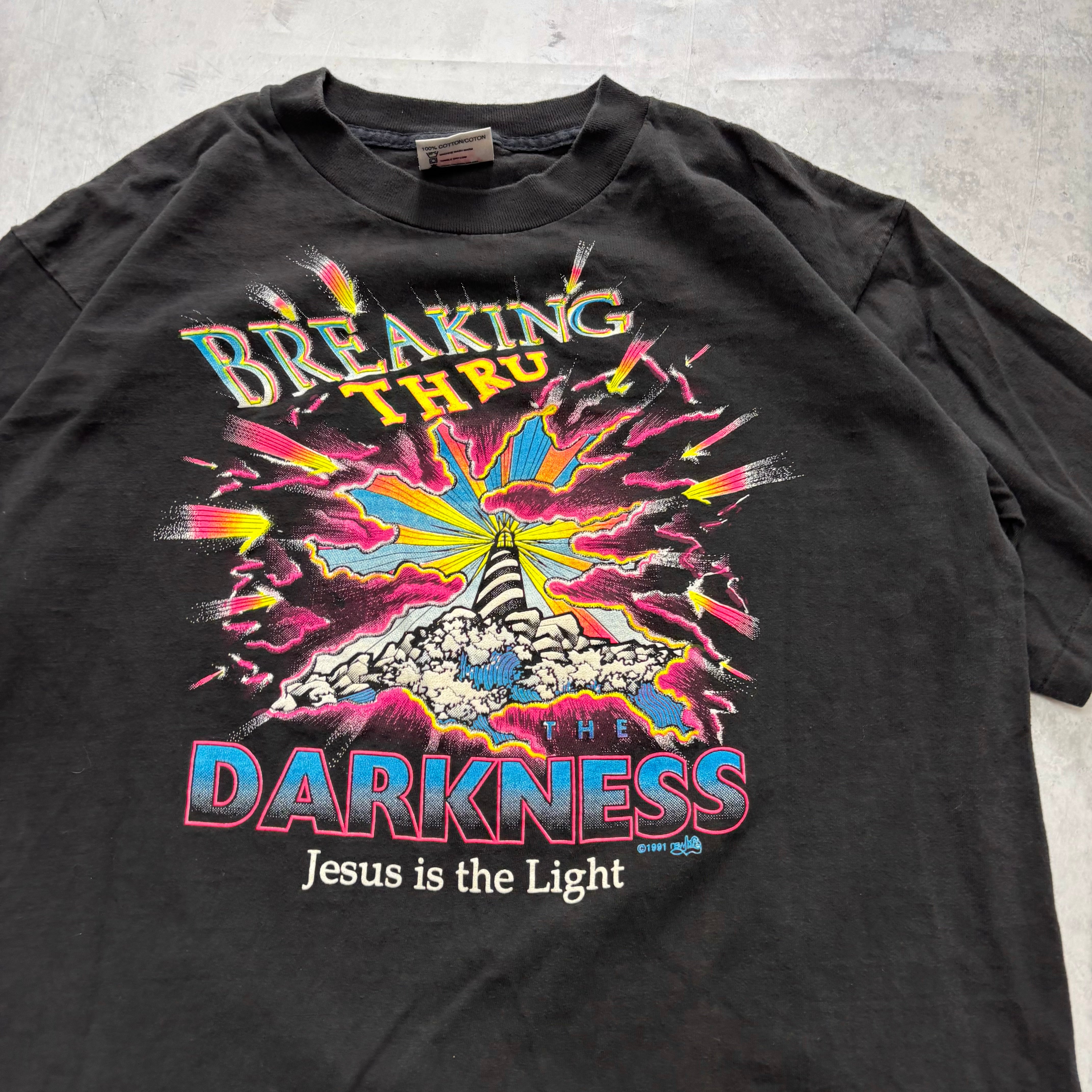 Vintage T Shirt Mens Large Black Single Stitch Graphic Print 90s USA (E)