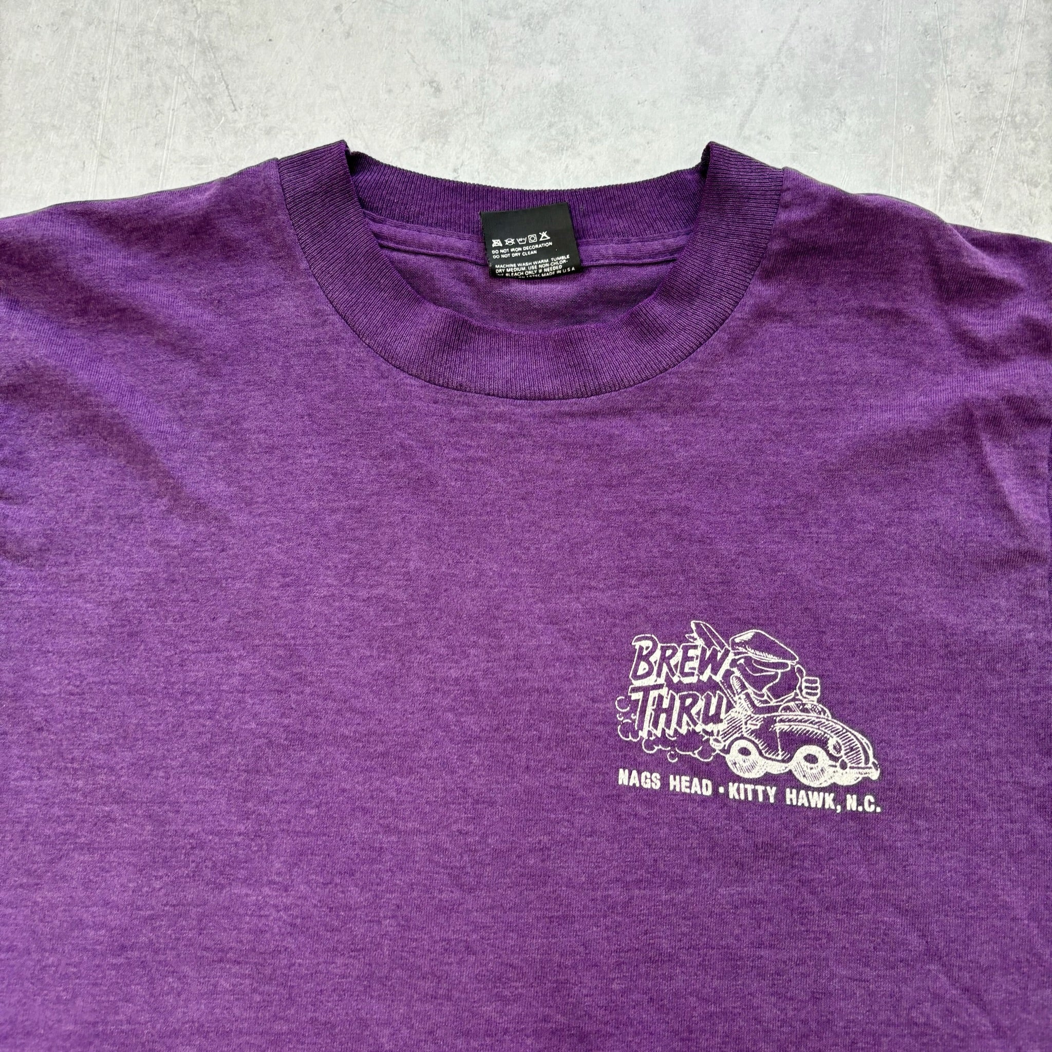 Vintage T Shirt Mens Small Purple Single Stitch Graphic Print 90s USA Beer