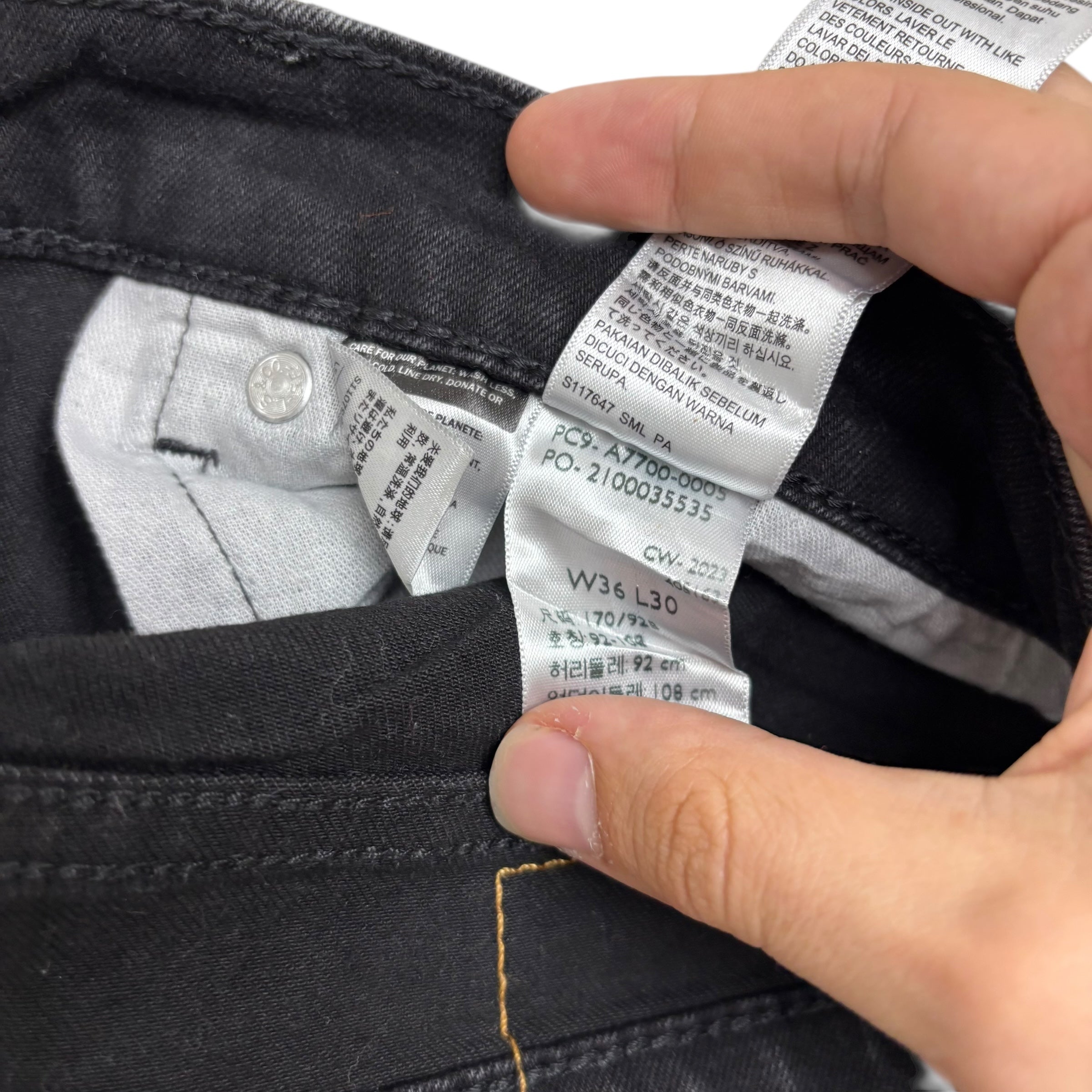 Levis 506 Jeans W36 L30 Mens Black Regular Straight Fit Stretch Denim (E)