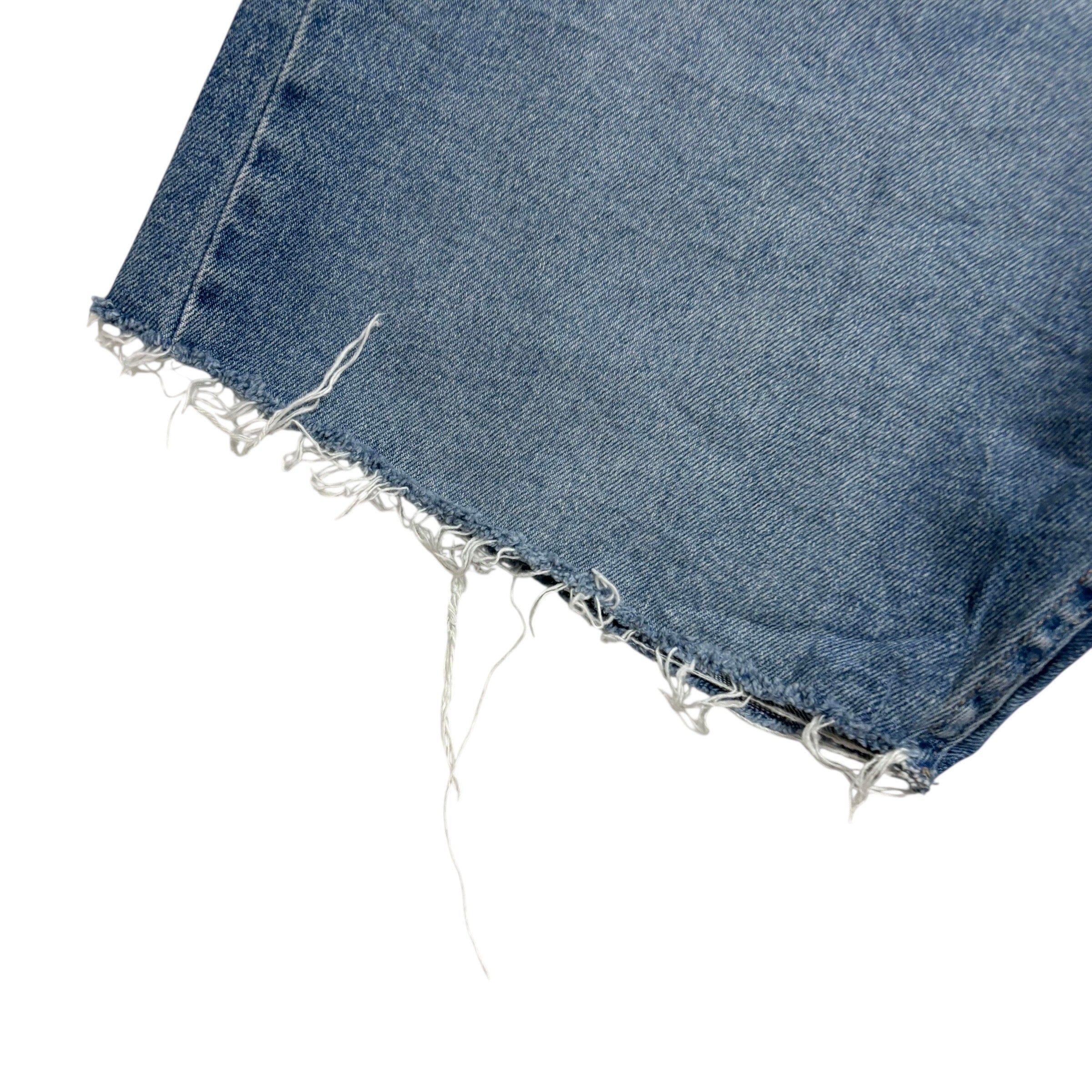 Wrangler Denim Shorts W36 Mens Mid Blue Cut Off Jorts Regular Fit Stretch