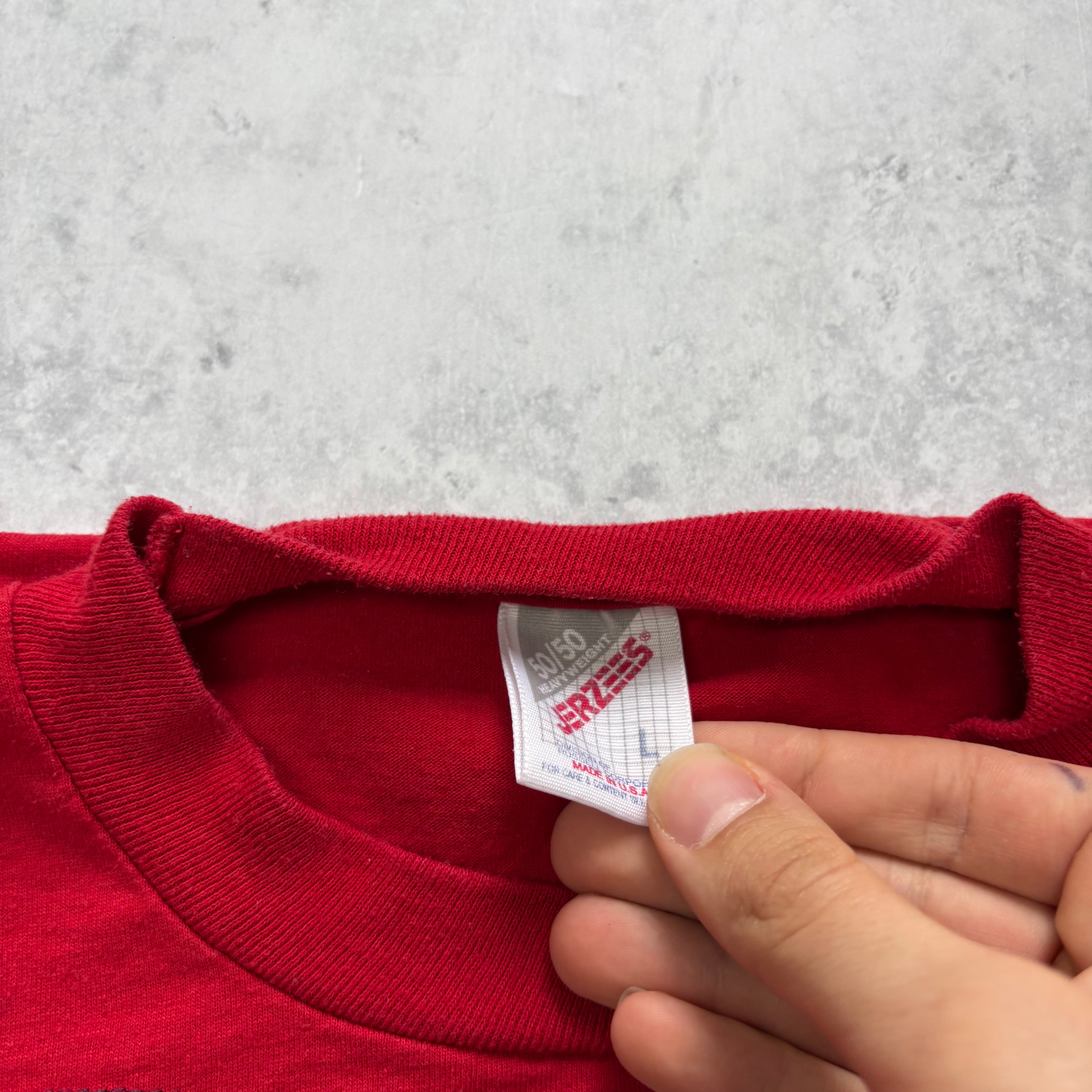 Vintage T Shirt Mens Large Red Graphic Print 90s Heart Love (E)