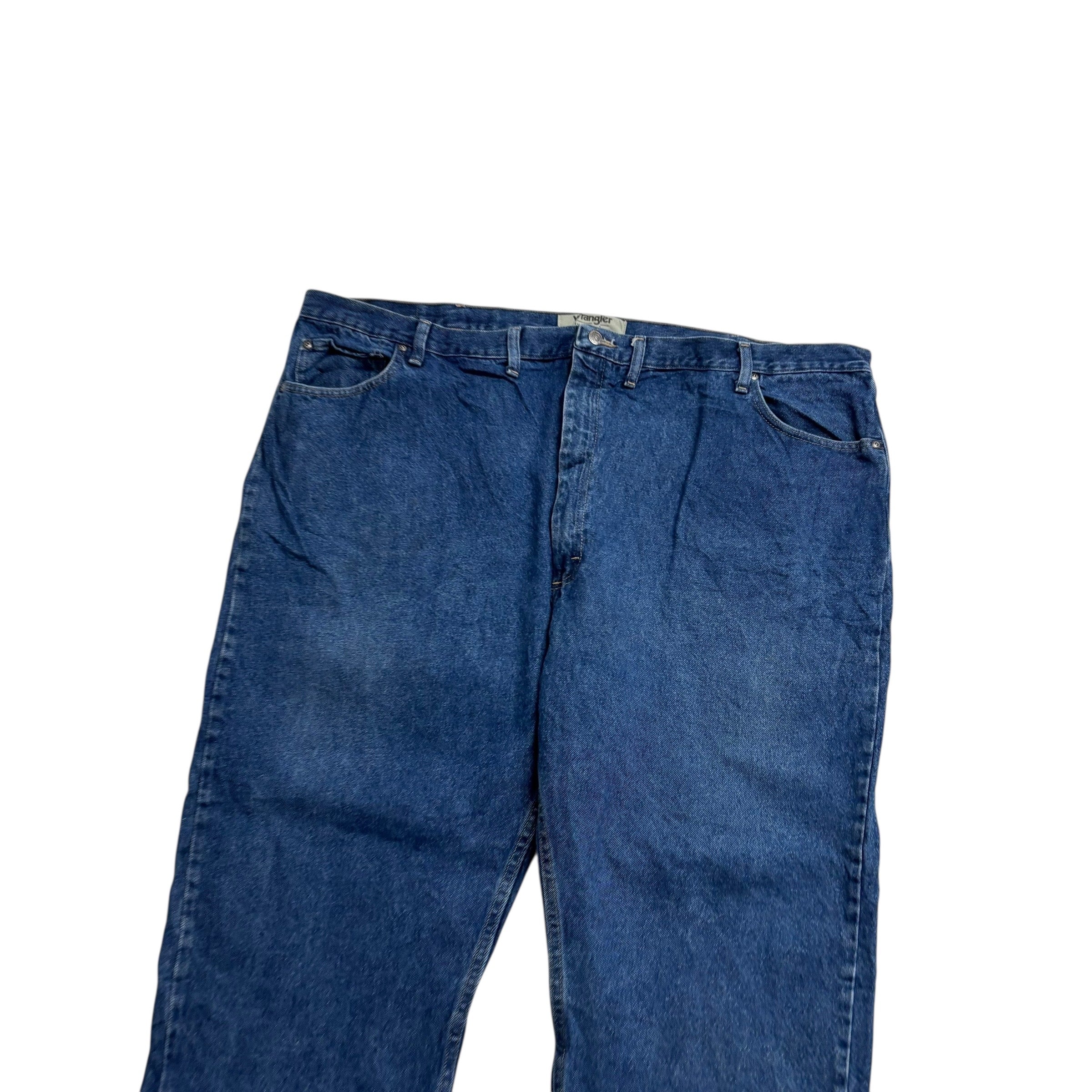 Wrangler Jeans W52 L28 Mens Mid Blue Relaxed Straight Fit Denim