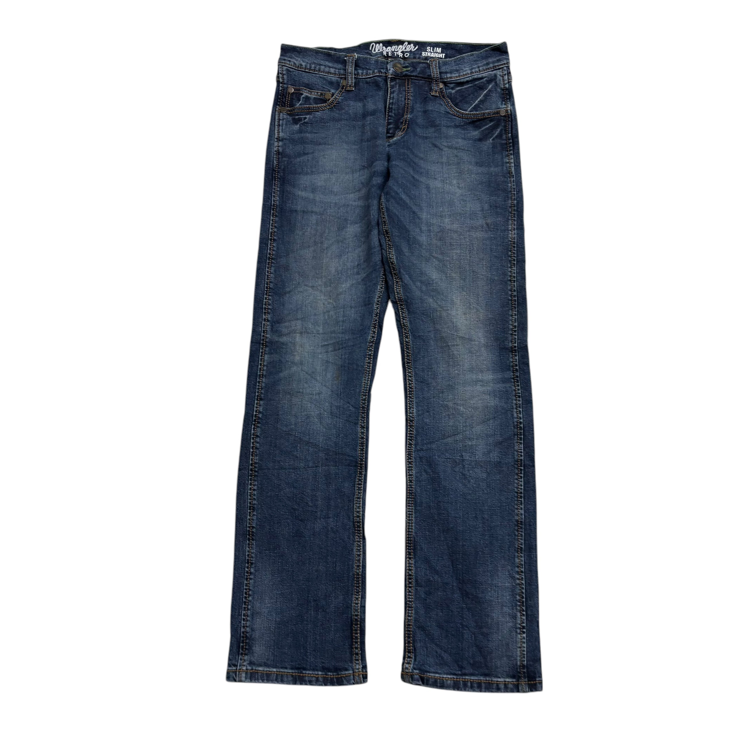 Wrangler Jeans W32 L30 Mens Dark Blue Regular Straight Fit Stretch Denim