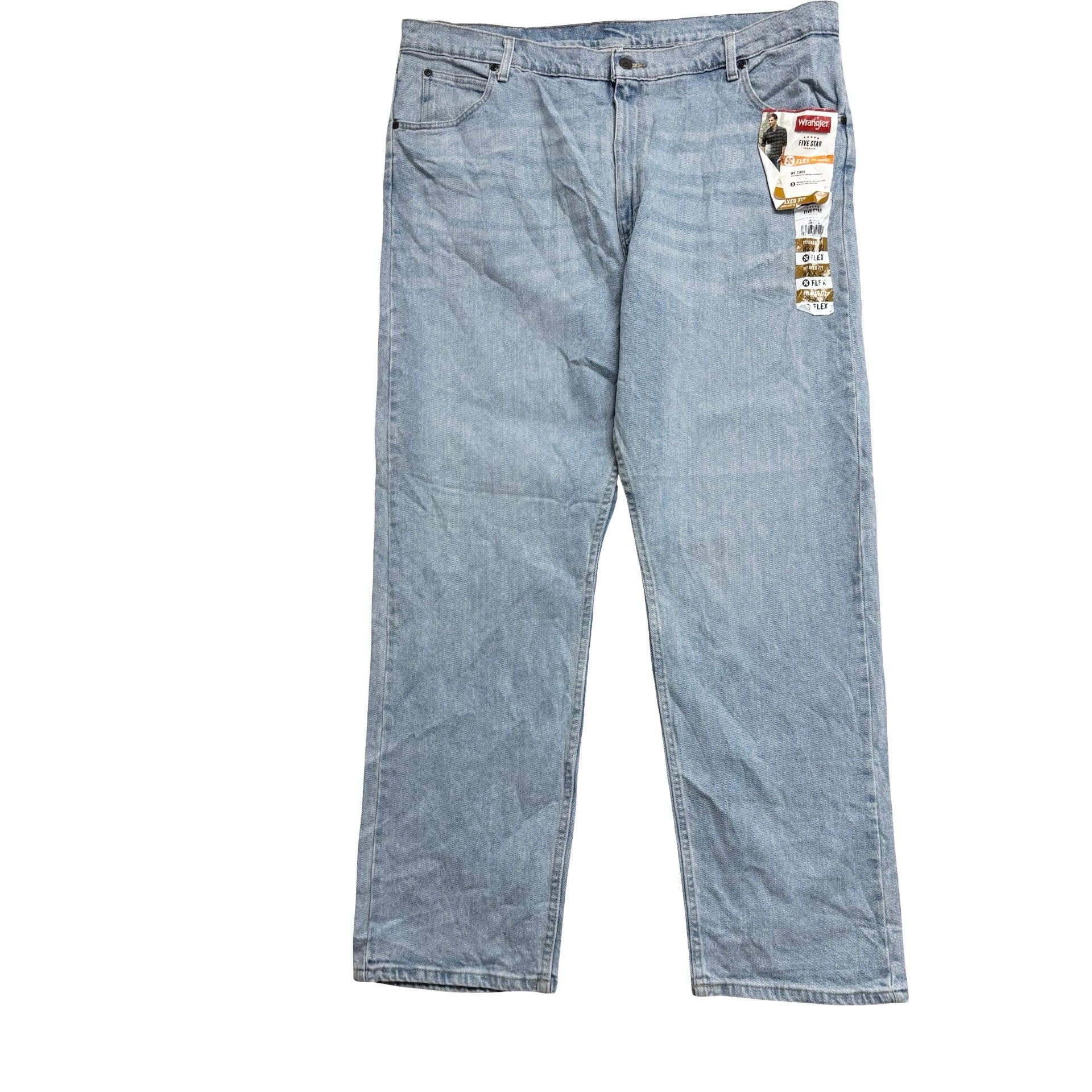 Wrangler Jeans W42 L32 Mens Light Blue Relaxed Straight Fit Stretch Denim NEW