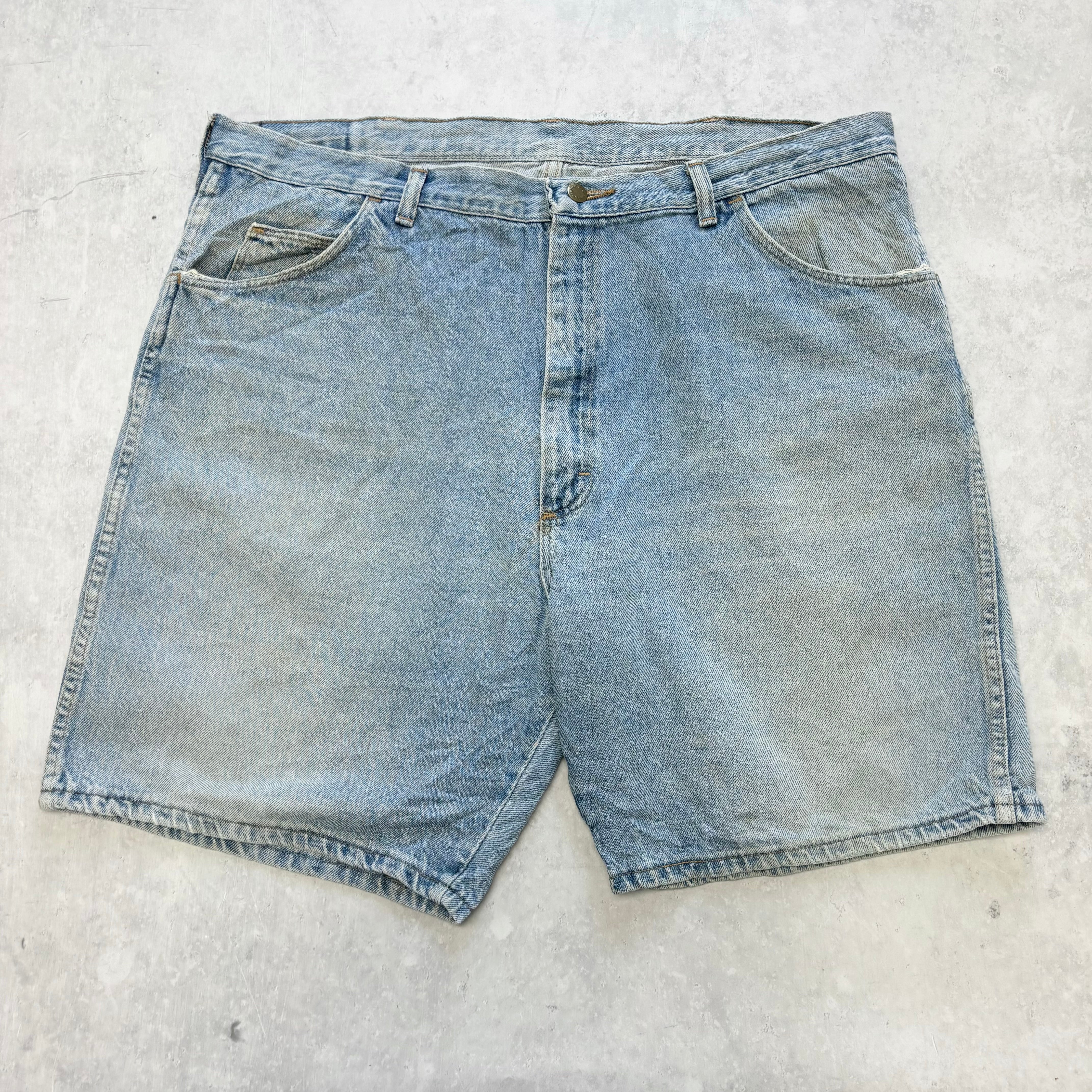 Vintage Wrangler Jorts W40 Mens Denim Shorts Light Blue Baggy Relaxed Fit