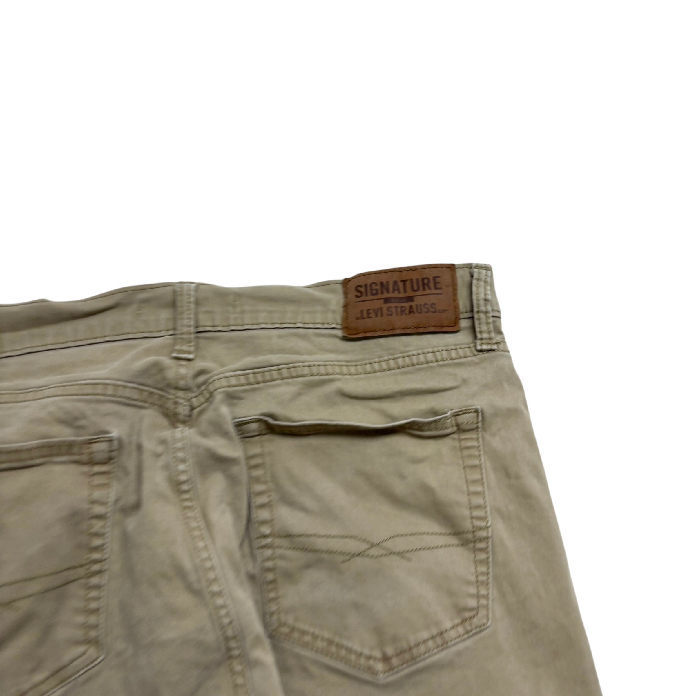 Levis Signature Trousers W34 L31 Mens Beige Tapered Fit Stretch Pants