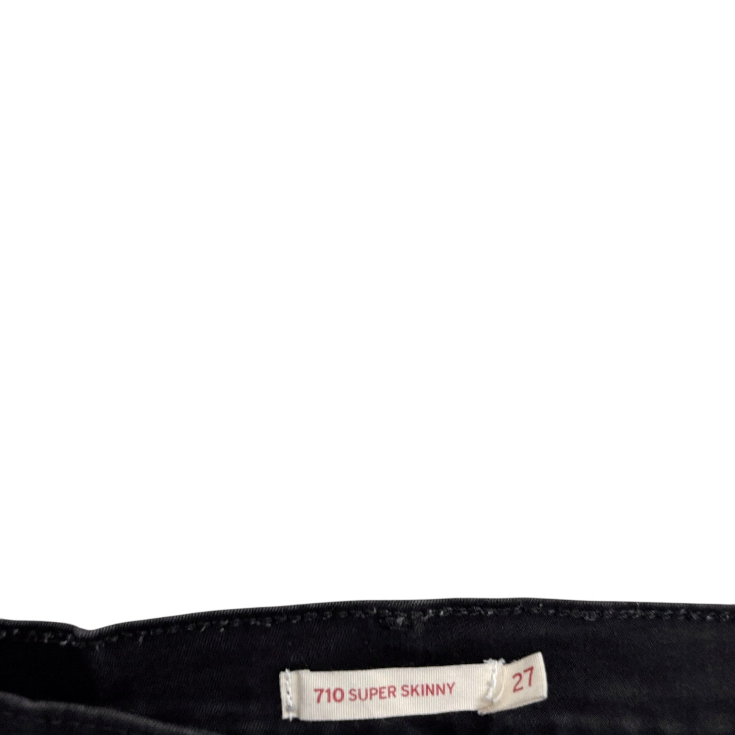 Levis 710 Jeans W26 L27 Womens Super Skinny Fit Black Stretch Denim (E)