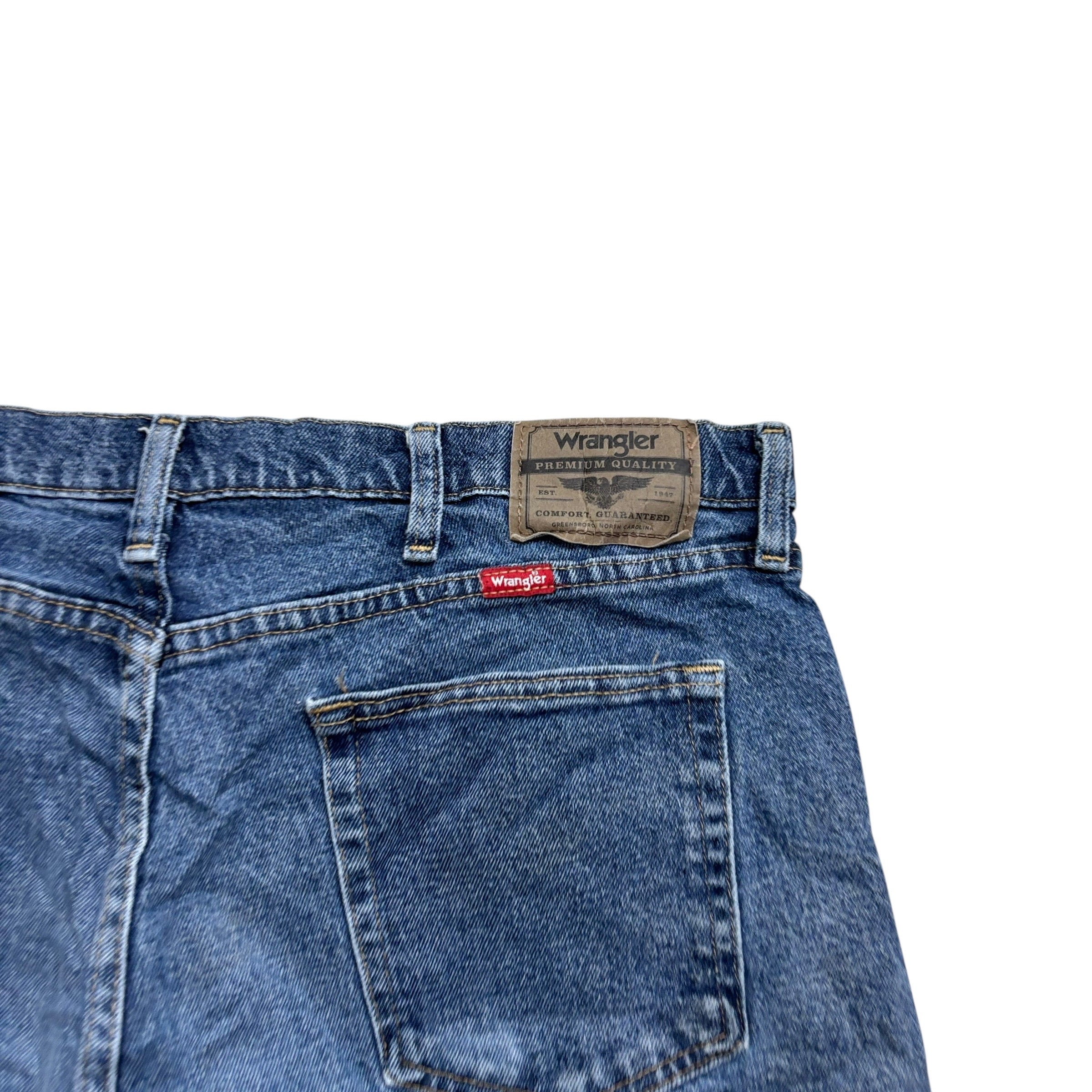 Wrangler Baggy Jorts W36 Mens Denim Shorts Mid Blue Relaxed Fit Stretch (E)