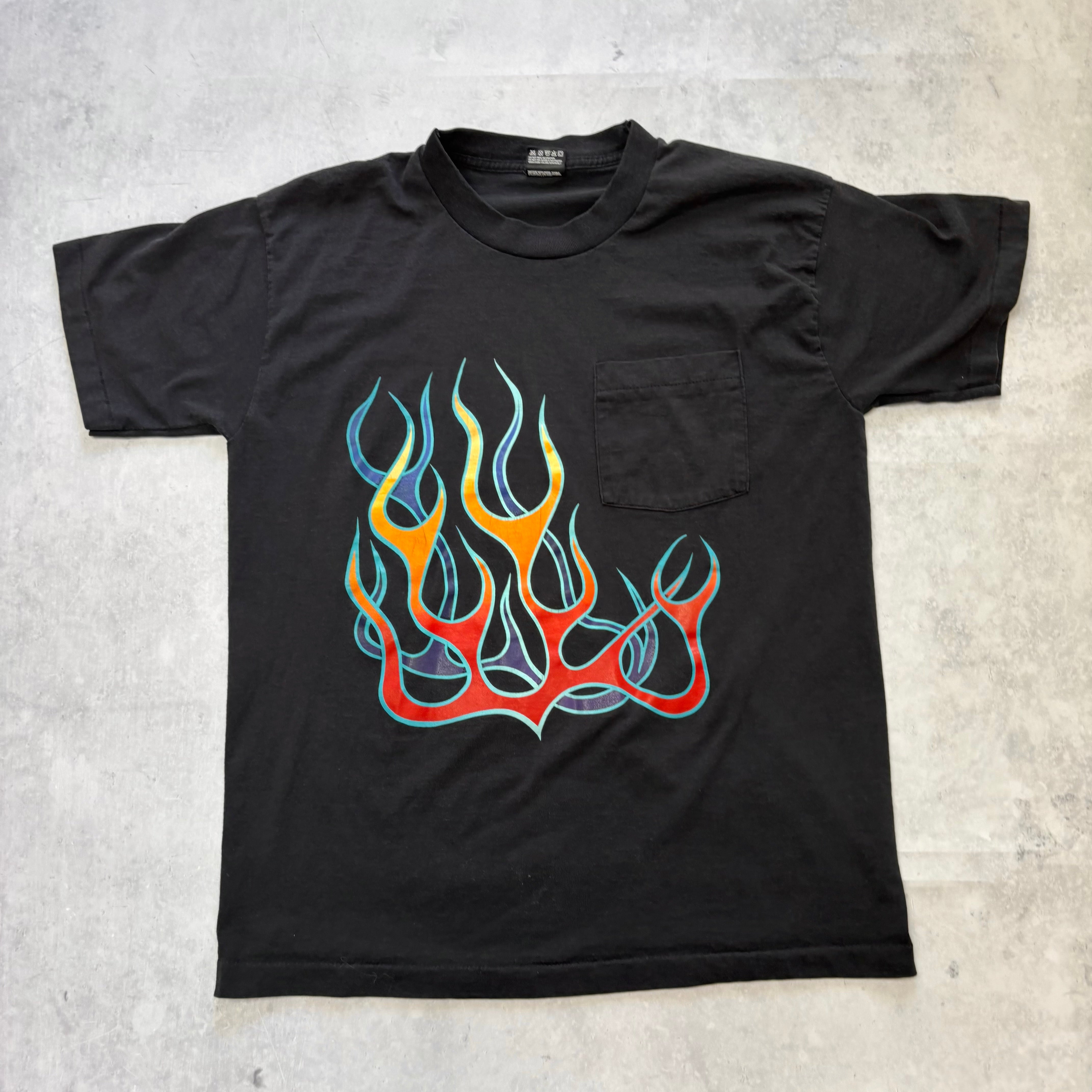 Vintage T Shirt Mens Large Black Single Stitch Graphic Print 90s USA (E)
