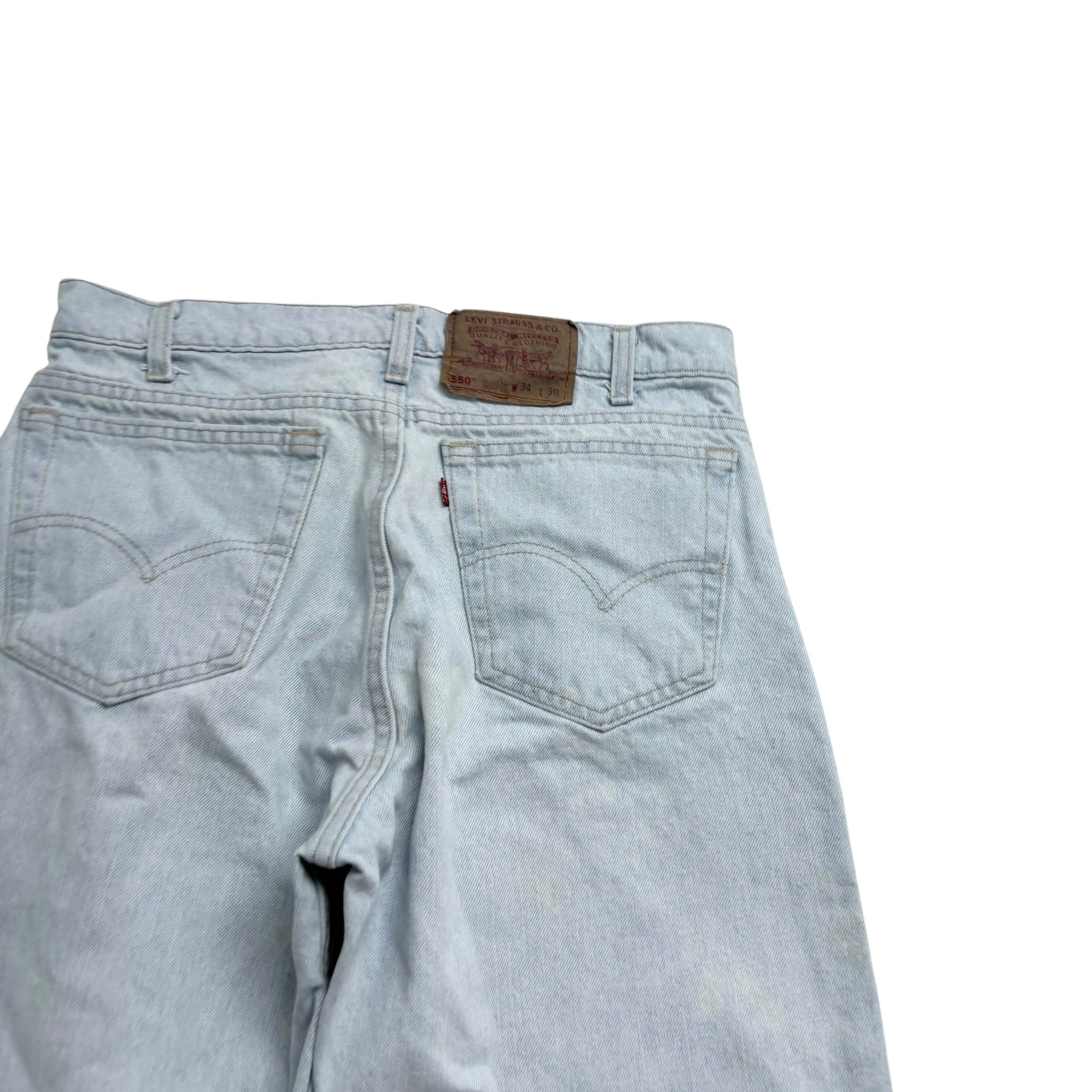 Levis 550 Jeans W32 L30 Mens Light Blue Relaxed Tapered Fit USA Made Vintage