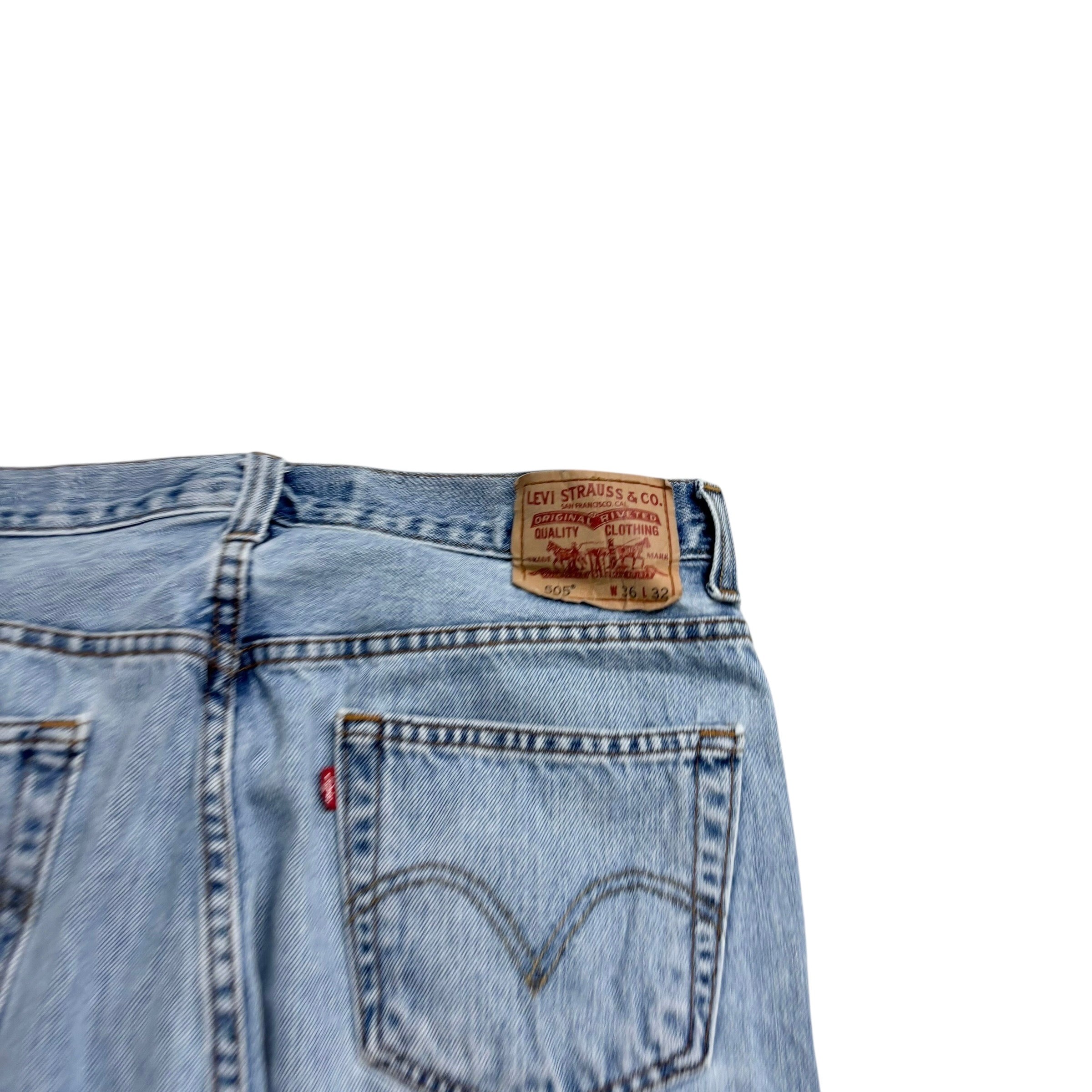 Levis 505 Jeans W36 L32 Mens Light Blue Regular Straight Fit Vintage Denim