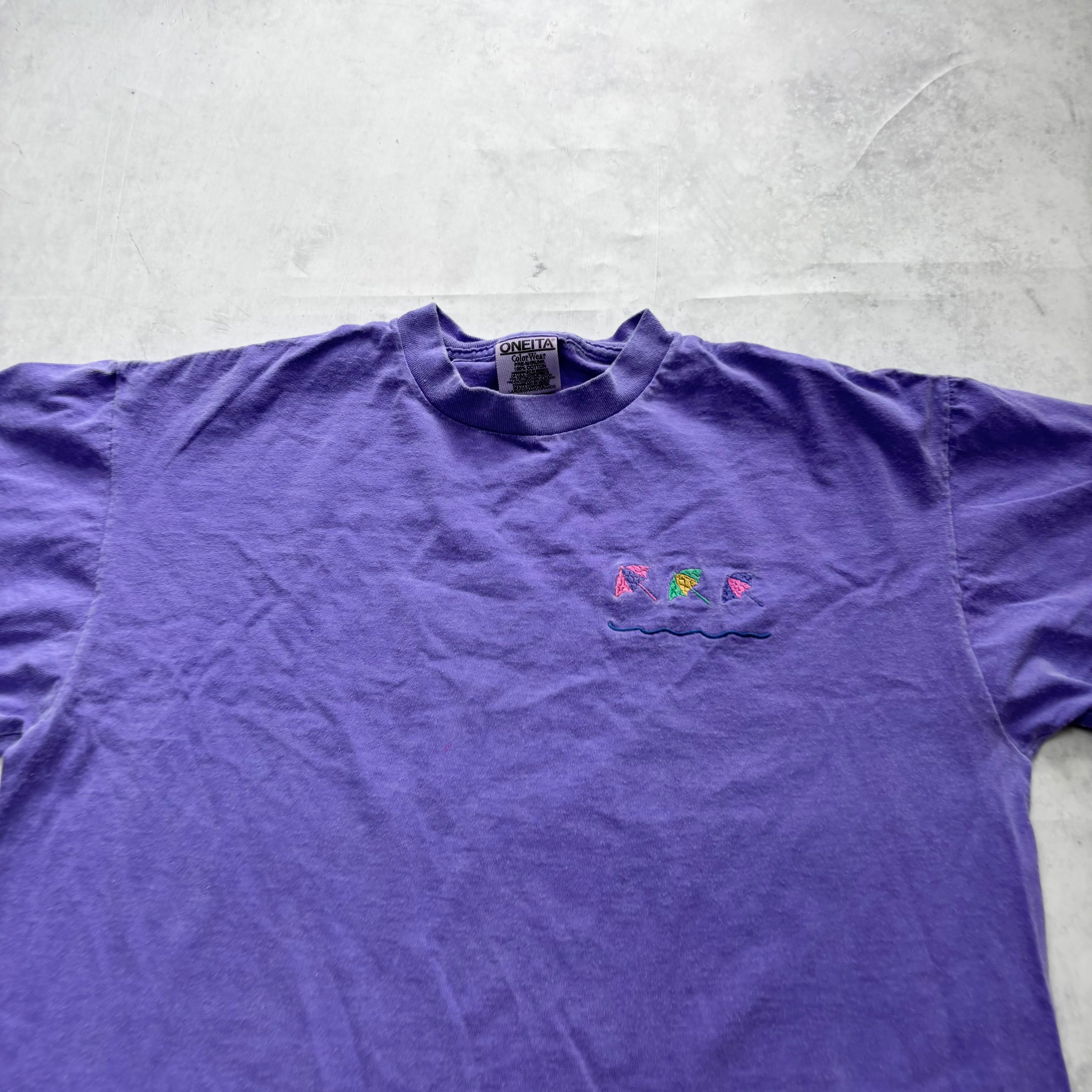 Vintage T Shirt Mens Large Purple Single Stitch Graphic Print 90s