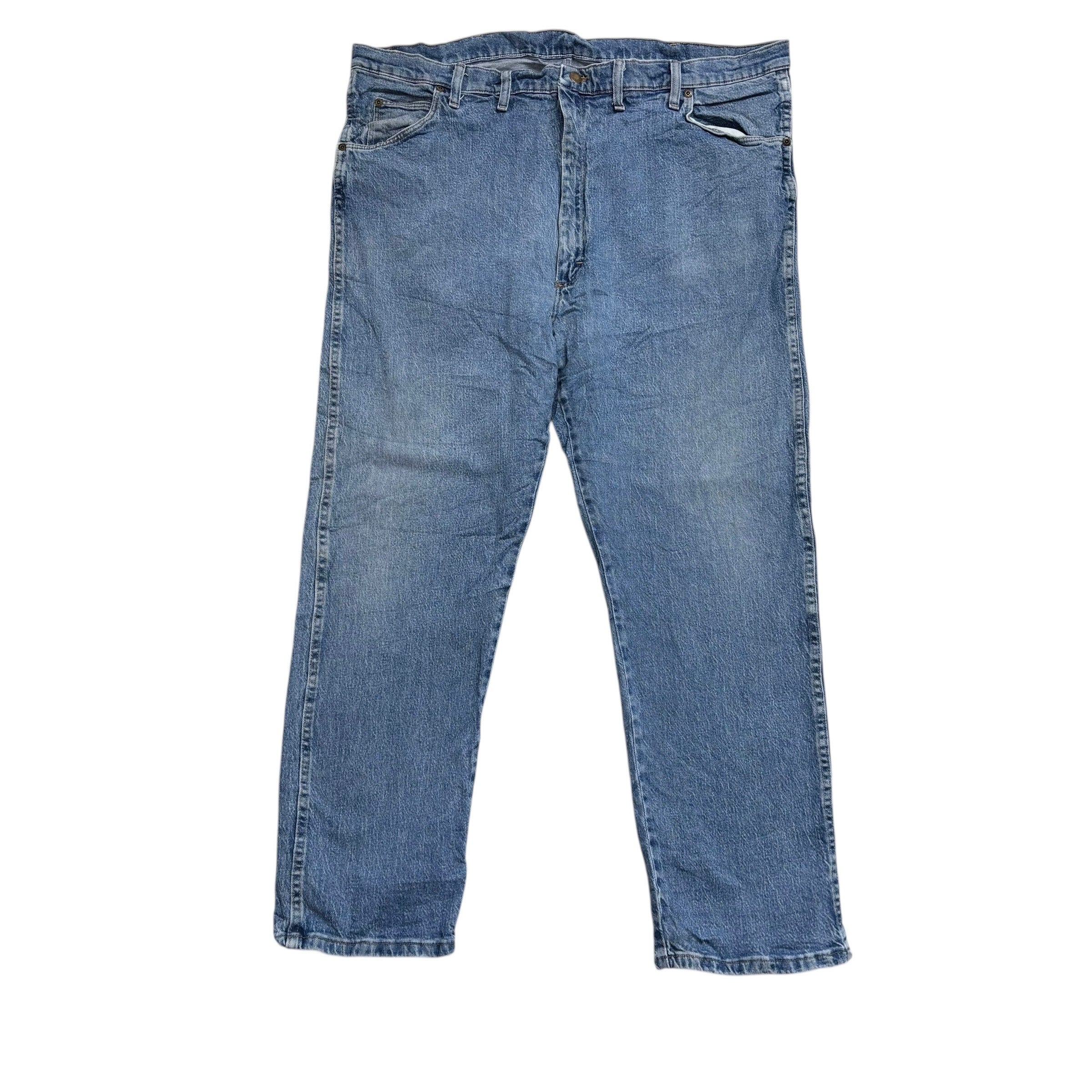 Wrangler Jeans W44 L30 Mens Mid Blue Regular Straight Fit Stretch Denim (E)