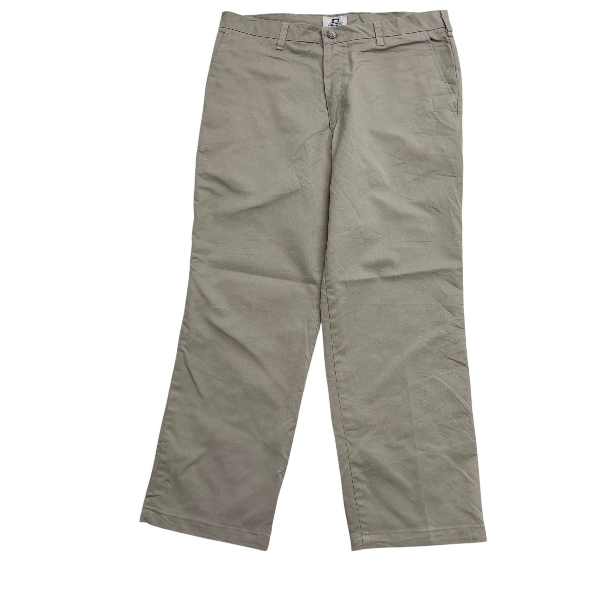 Lee Trousers W34 L30 Mens Cream Relaxed Straight Fit Vintage Pants