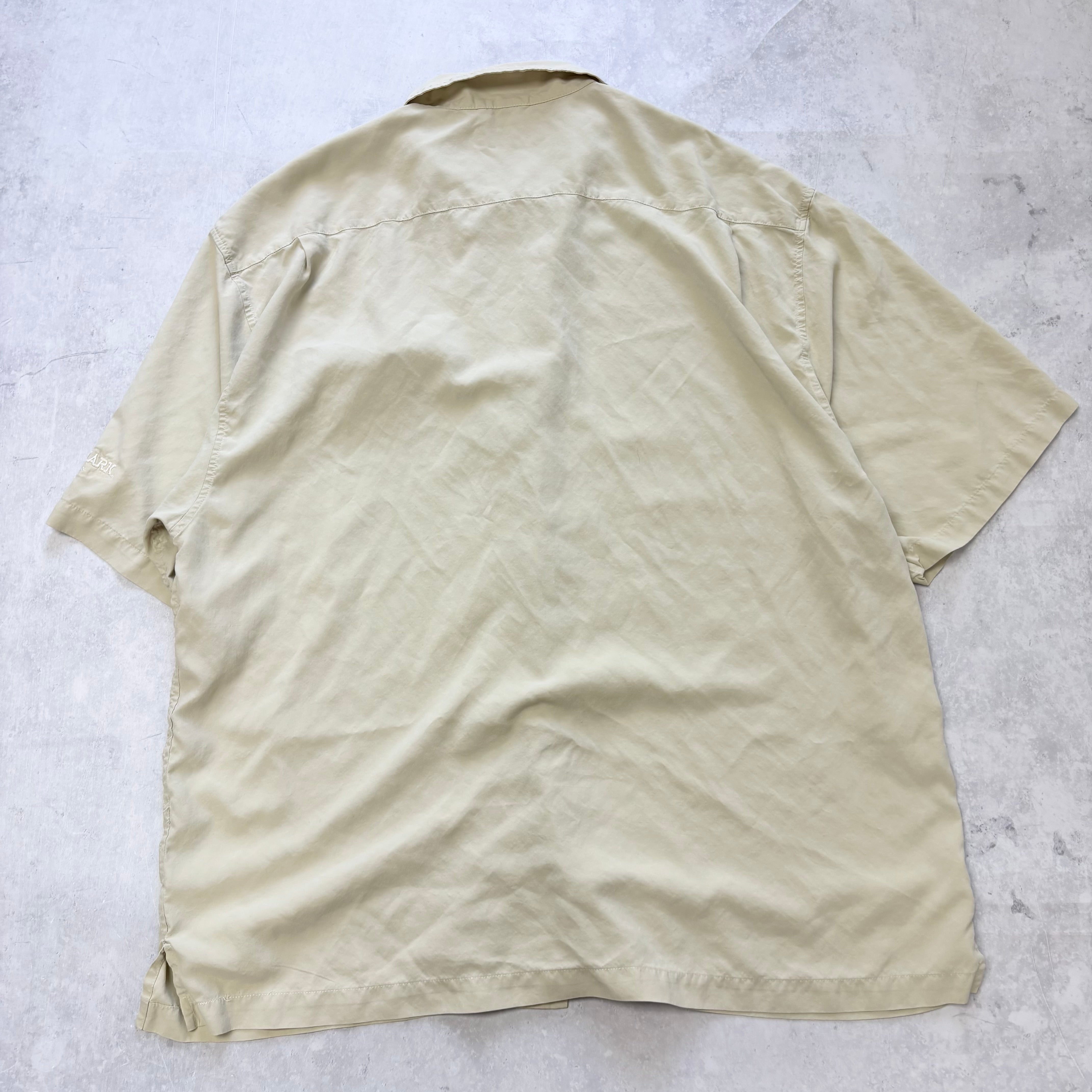 Vintage Shirt Mens XXL Cream Tan Short Sleeve Silk (E)