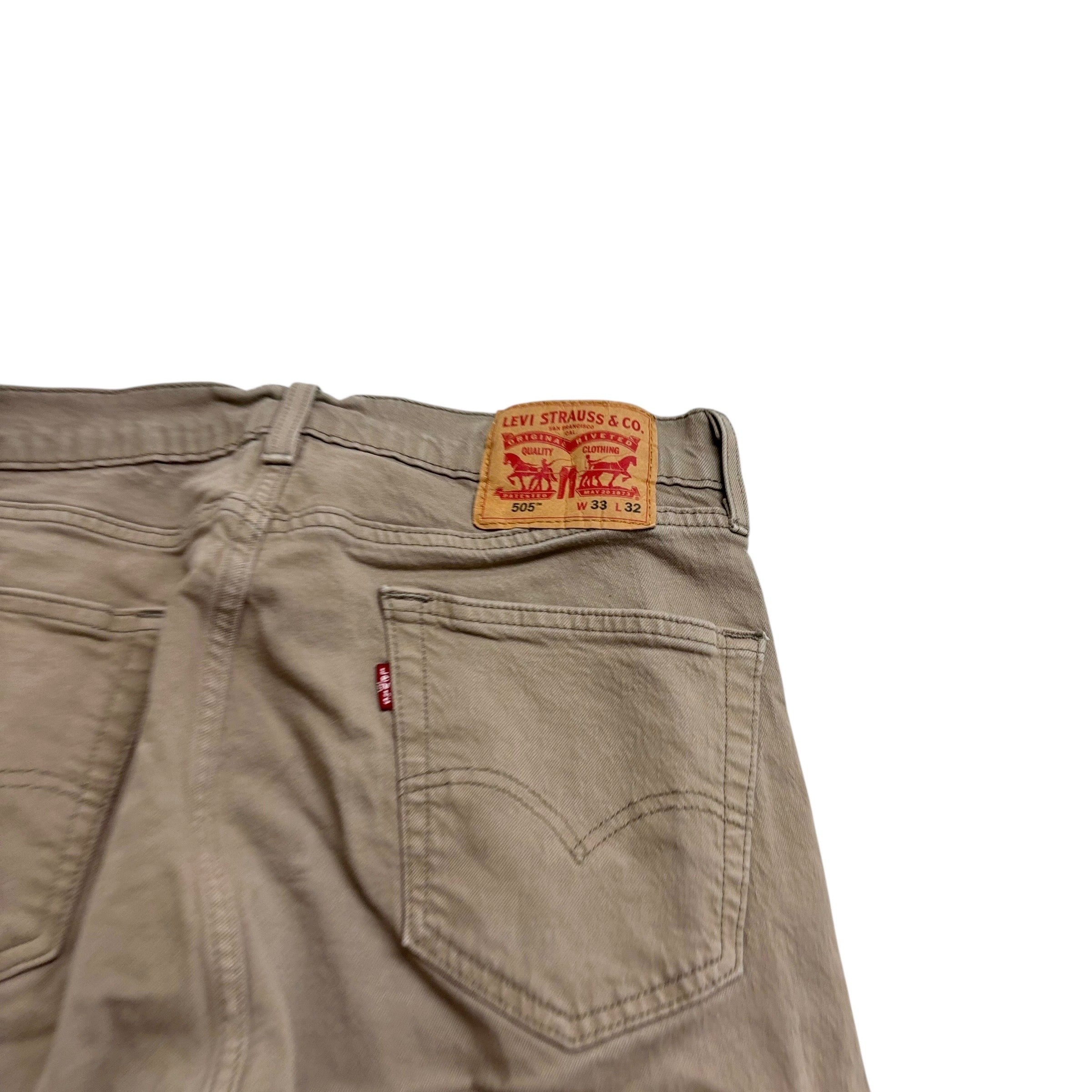 Levis 505 Jeans W32 L32 Mens Beige Regular Straight Fit Stretch Denim