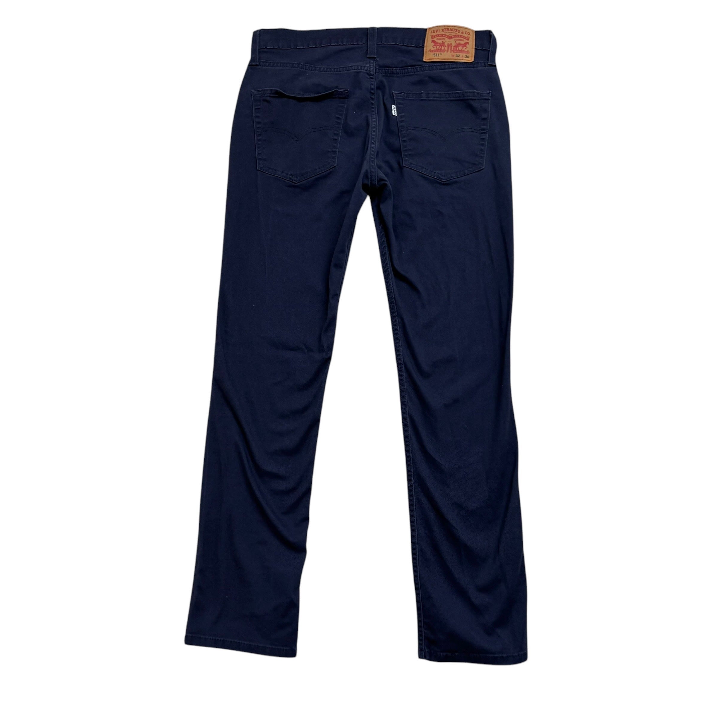Levis 511 Trousers W32 L30 Mens Navy Blue Slim Fit Stretch Cotton Pants (E)