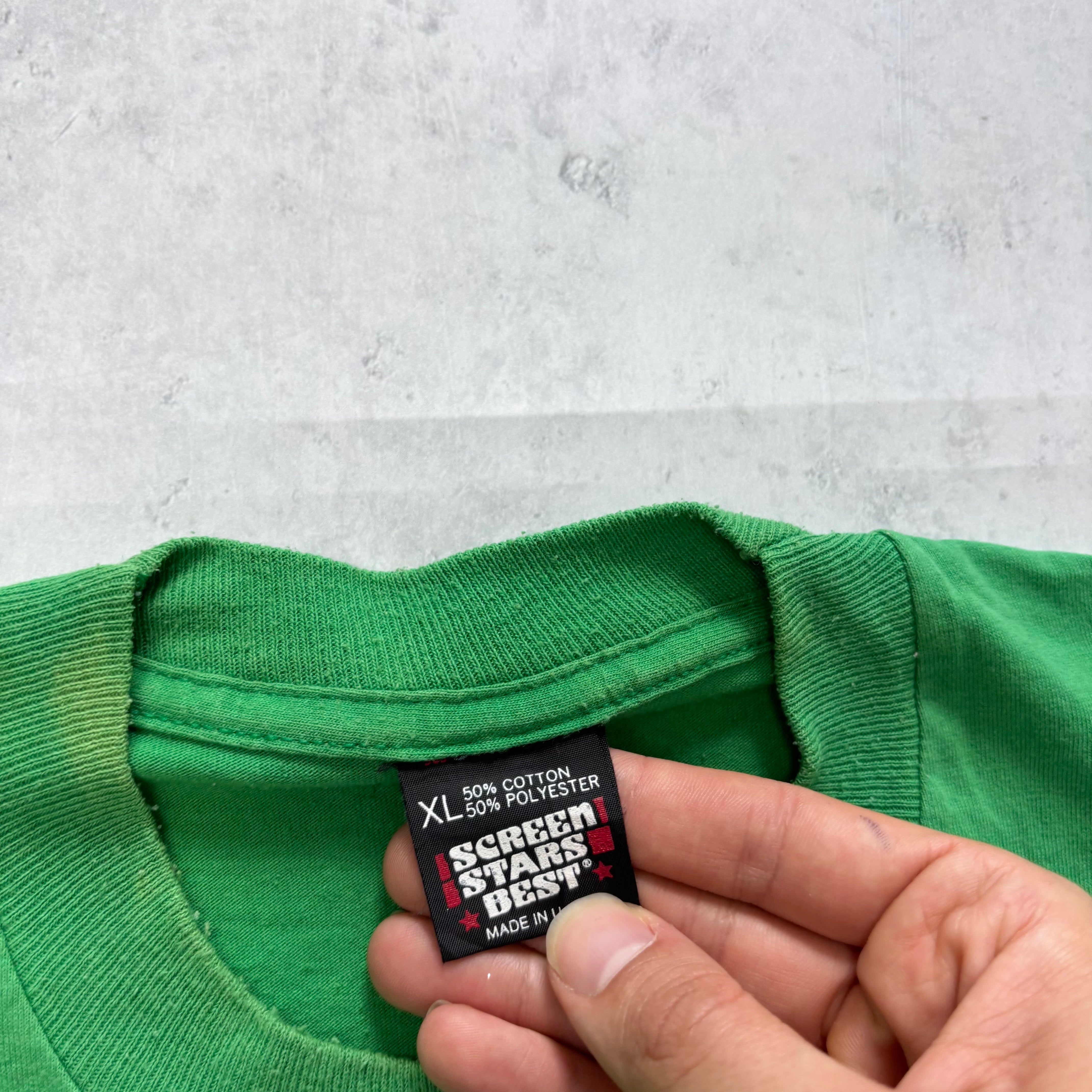 Vintage T Shirt Mens XL Green Single Stitch Graphic Print 90s USA Soccer